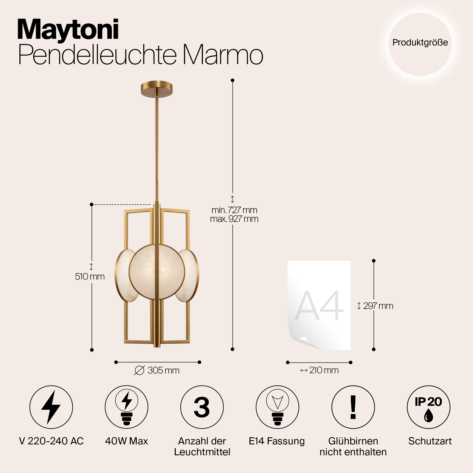 картинка Подвесной светильник Maytoni MOD099PL-03G от магазина pro-decor.kz