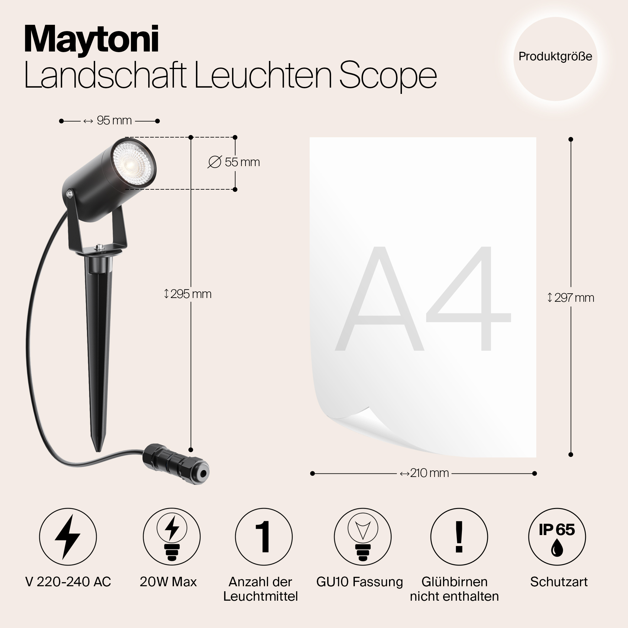 картинка Ландшафтный светильник Maytoni Scope O025FL-01B от магазина pro-decor.kz