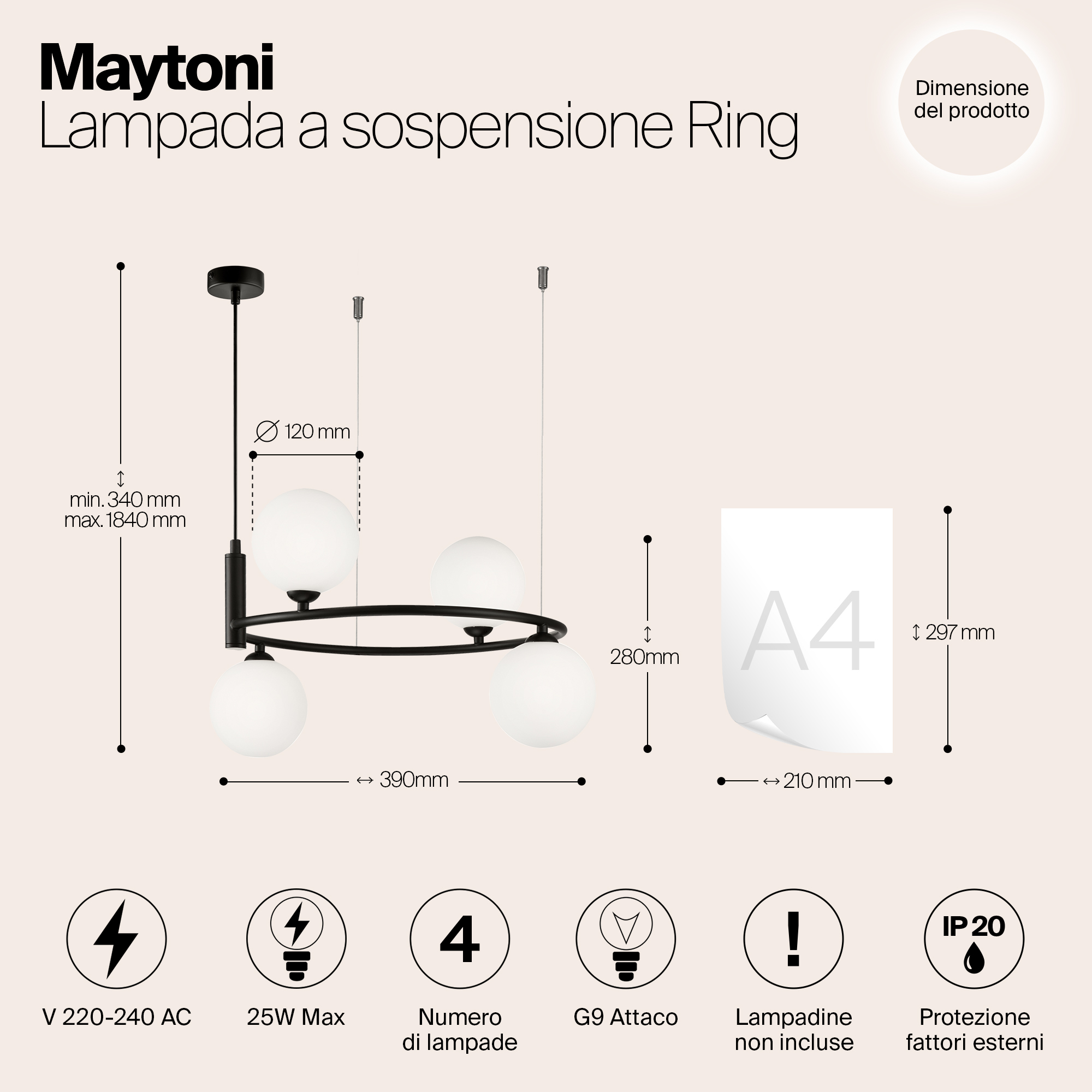 картинка Подвесная люстра Maytoni Ring MOD013PL-04B от магазина pro-decor.kz
