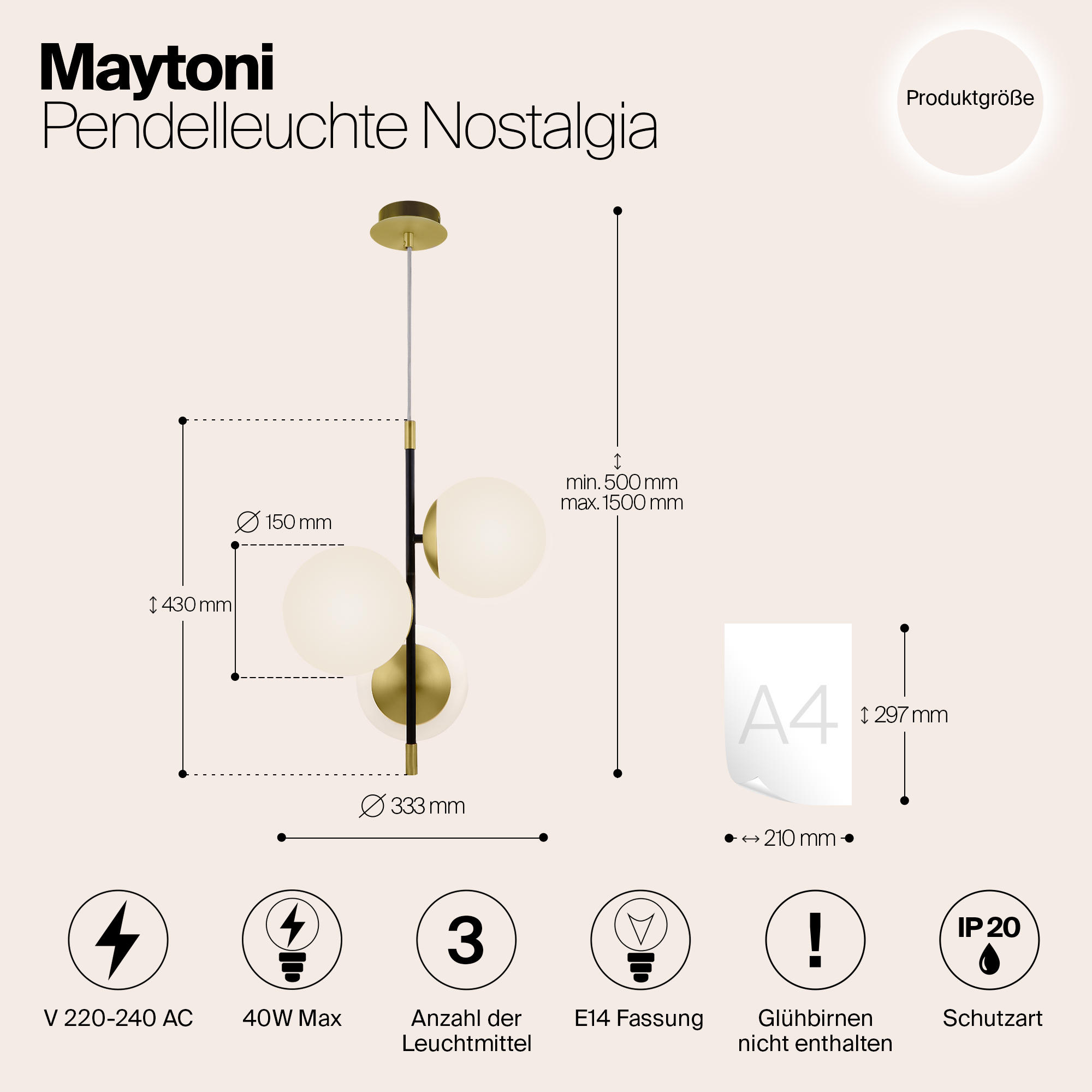 картинка Подвесной светильник Maytoni Nostalgia MOD048PL-03G от магазина pro-decor.kz