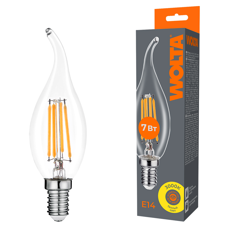 картинка Светодиодная лампа WOLTA Filament WF-CT35-7W3KE14 от магазина pro-decor.kz