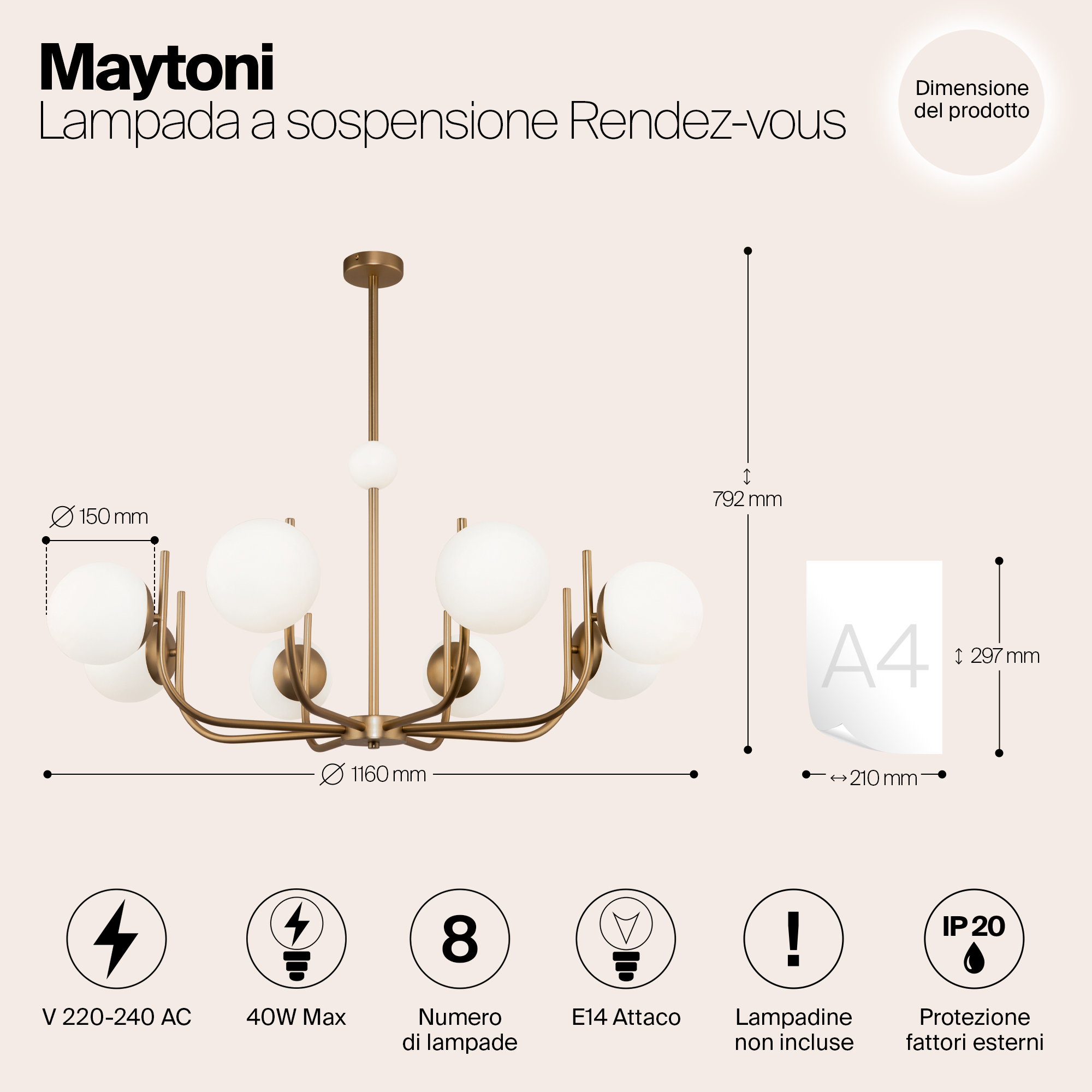 картинка Подвесной светильник Maytoni MOD109PL-08BS от магазина pro-decor.kz