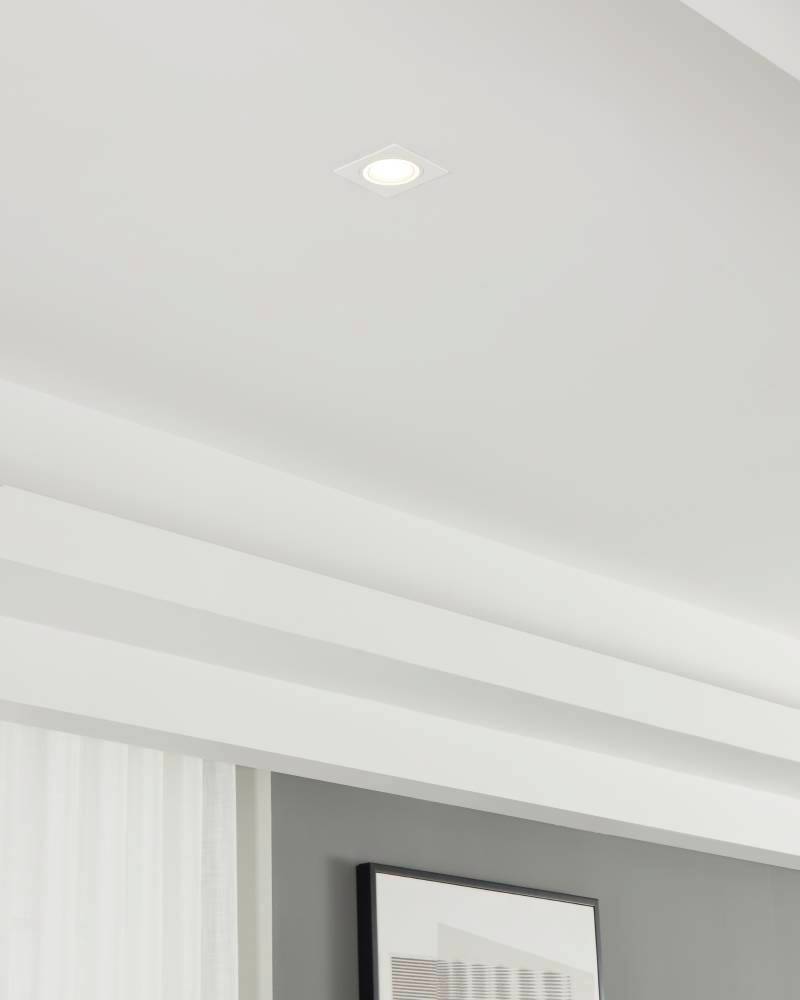 картинка 900454 Встраиваемый светильник CAROSSO, 35W (GU10), L93, B93, H25, алюминий, белый - пластик, белый, для использования с лампами накаливания от магазина pro-decor.kz