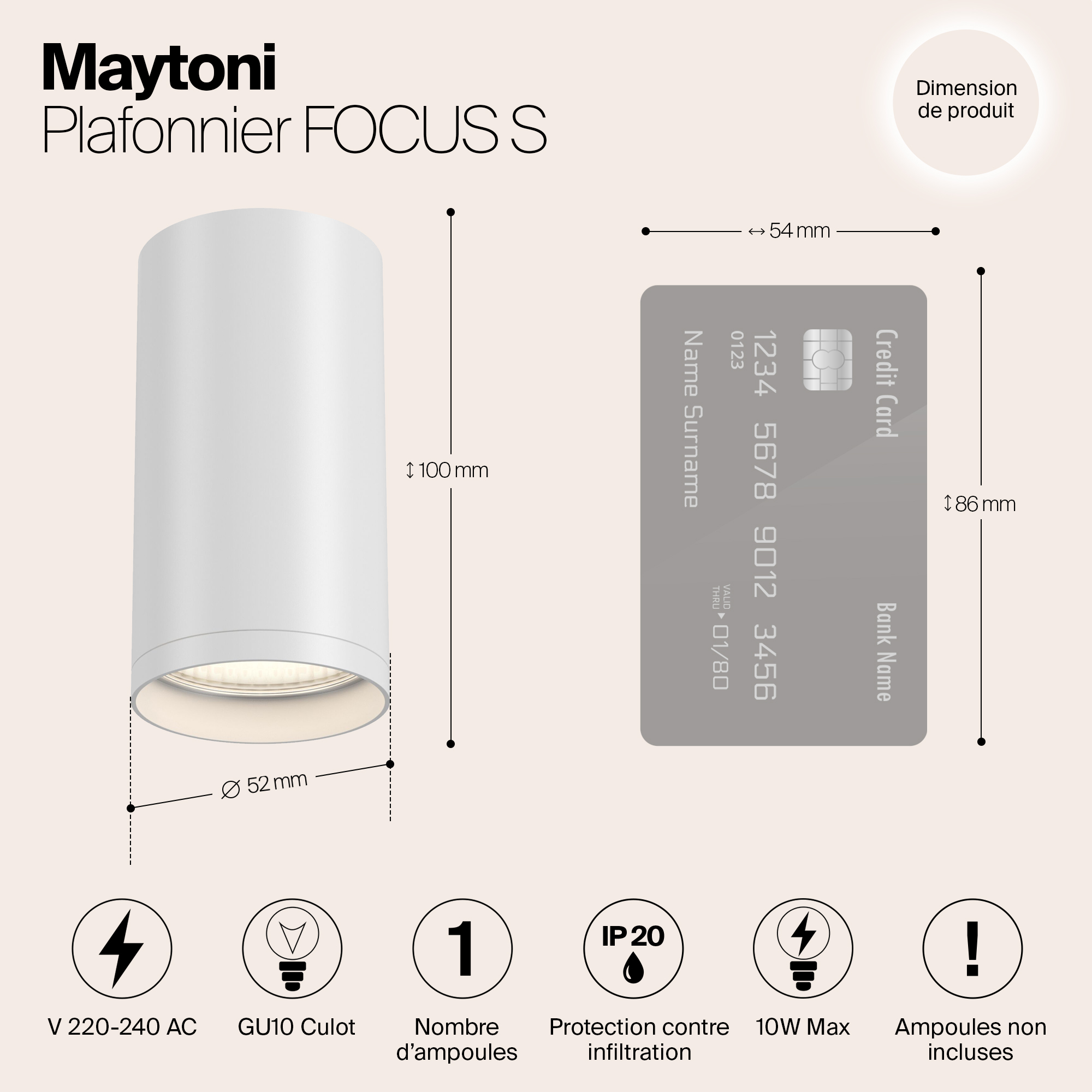 картинка Потолочный светильник Maytoni Focus S C052CL-01W от магазина pro-decor.kz