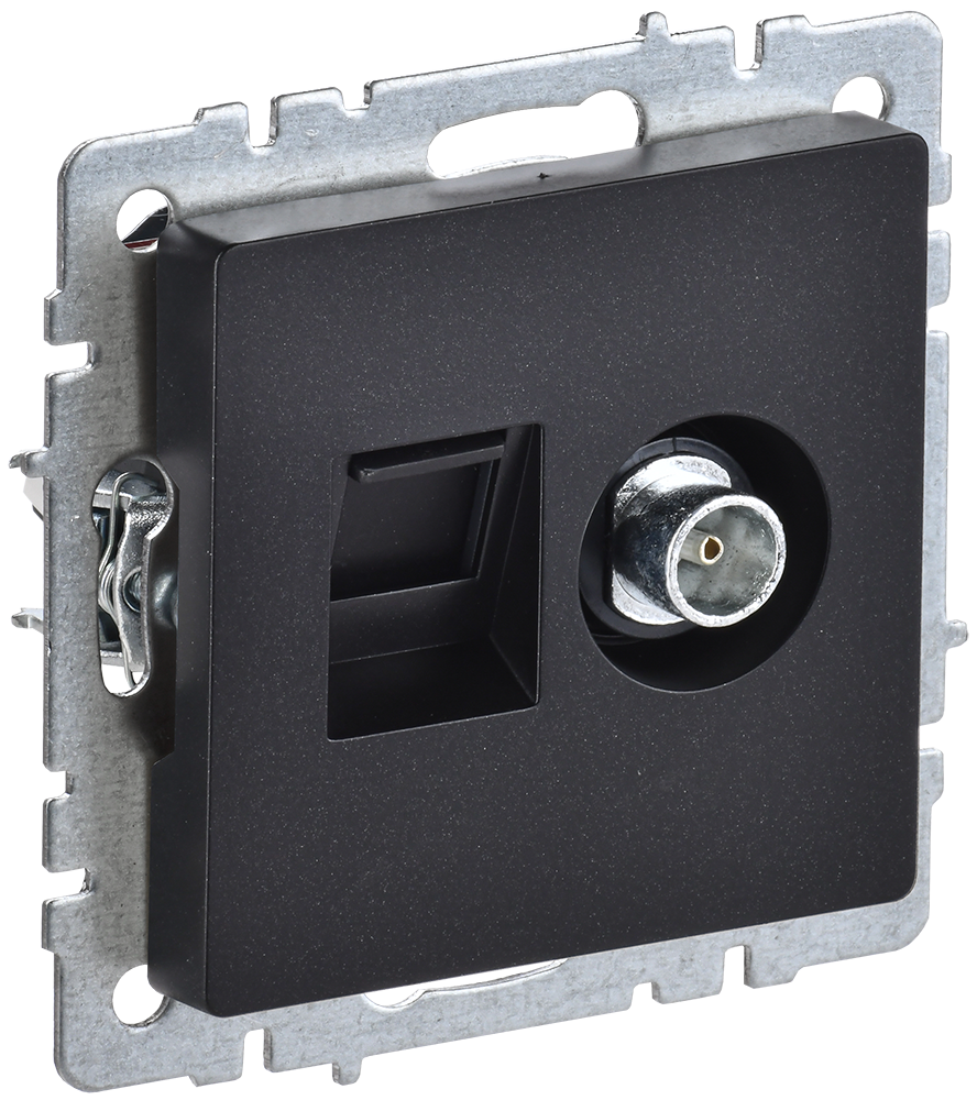 картинка BRITE Роз. двойная TV+RJ45 кат.5E РТВ/РК12-БрЧ черн. IEK от магазина pro-decor.kz