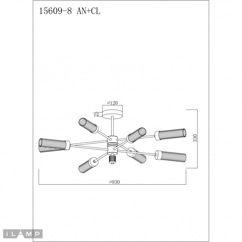 картинка Светильник потолочный iLamp Evolution 15609-8 AN+CL магазин pro-decor.kz являющийся официальным дистрибьютором в Казахстане картинка Светильник потолочный iLamp Evolution 15609-8 AN+CL от магазина pro-decor.kz