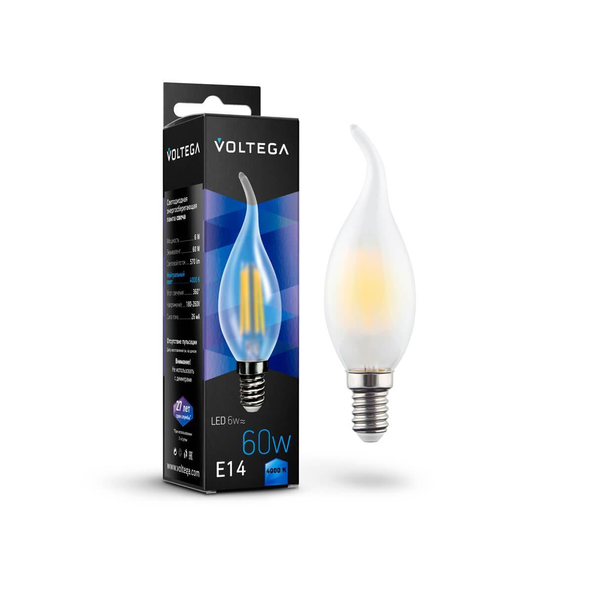 картинка Лампа светодиодная филаментная Voltega E14 6W 4000К матовая VG10-CW2E14cold6W-F 7026 от магазина pro-decor.kz