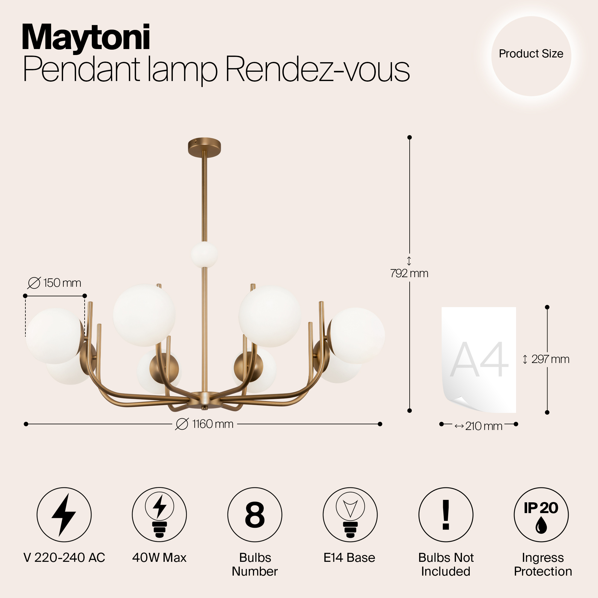 картинка Подвесной светильник Maytoni MOD109PL-08BS от магазина pro-decor.kz