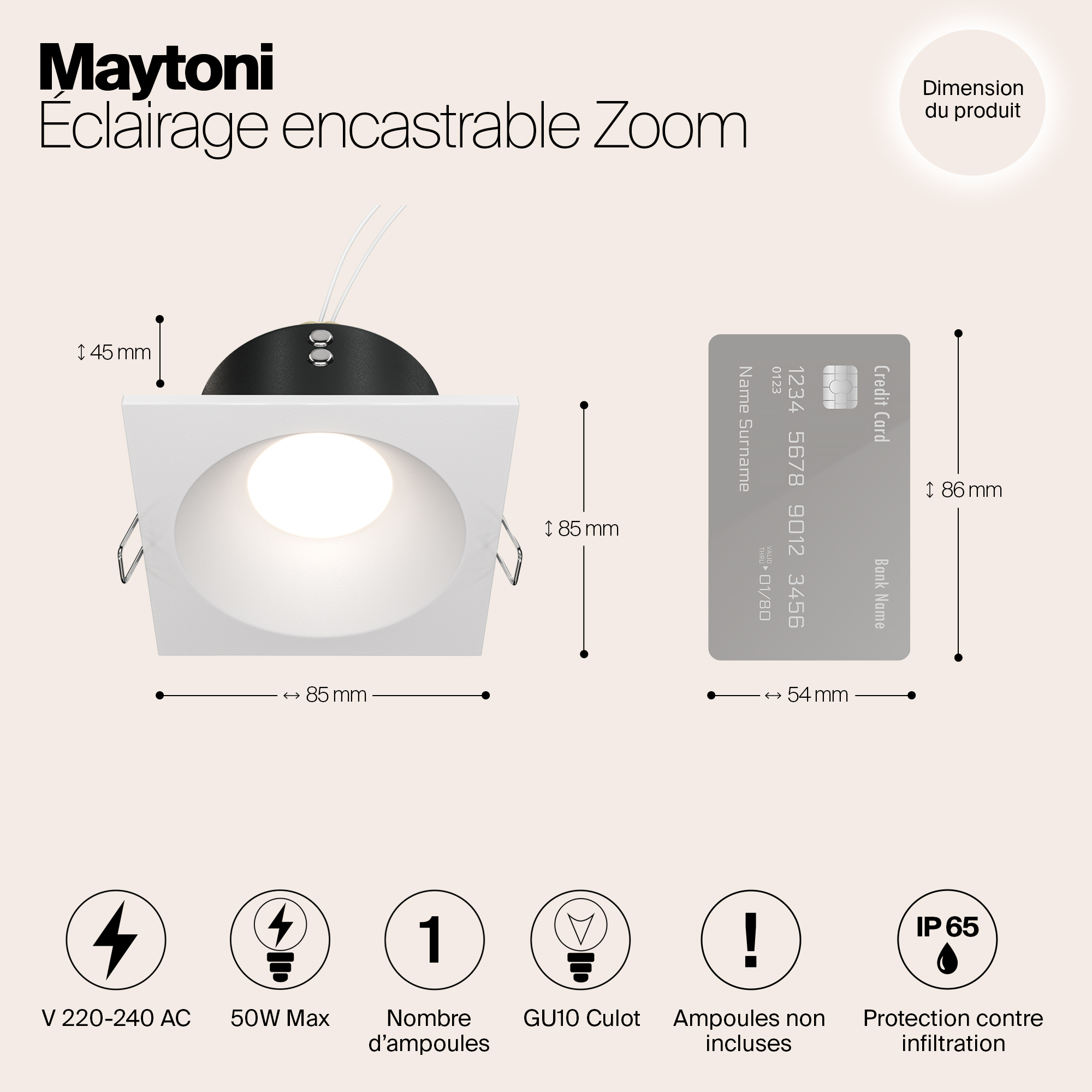 картинка Встраиваемый светильник Maytoni Zoom DL033-2-01W от магазина pro-decor.kz