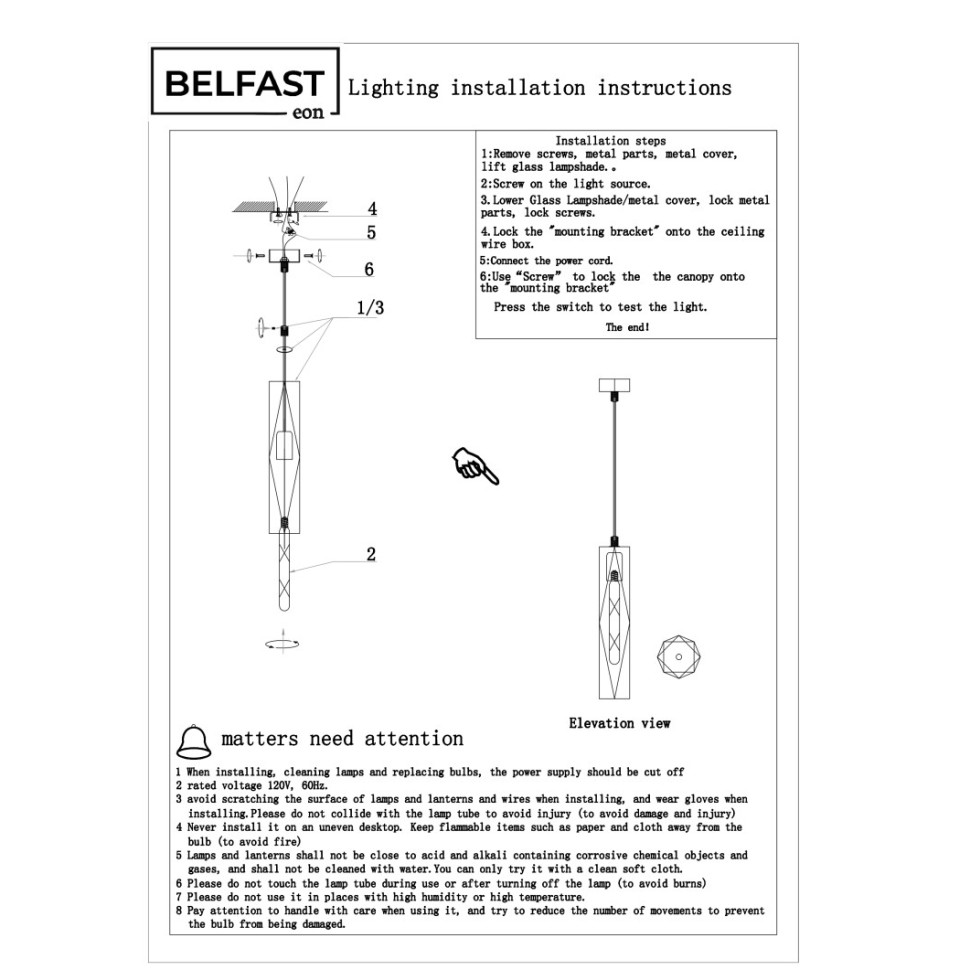 картинка Подвесной светильник Belfast Howard D3312-1 GL GR  от магазина pro-decor.kz