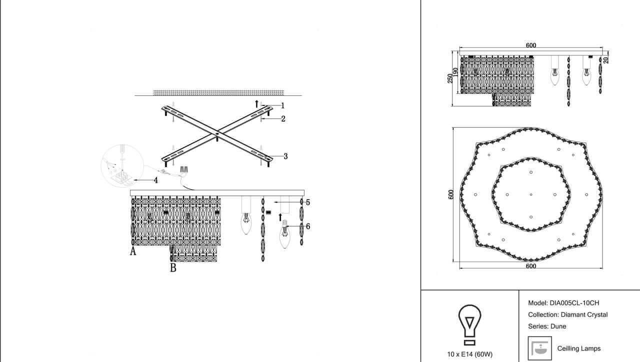 картинка Потолочная люстра Maytoni Dune DIA005CL-10CH от магазина pro-decor.kz