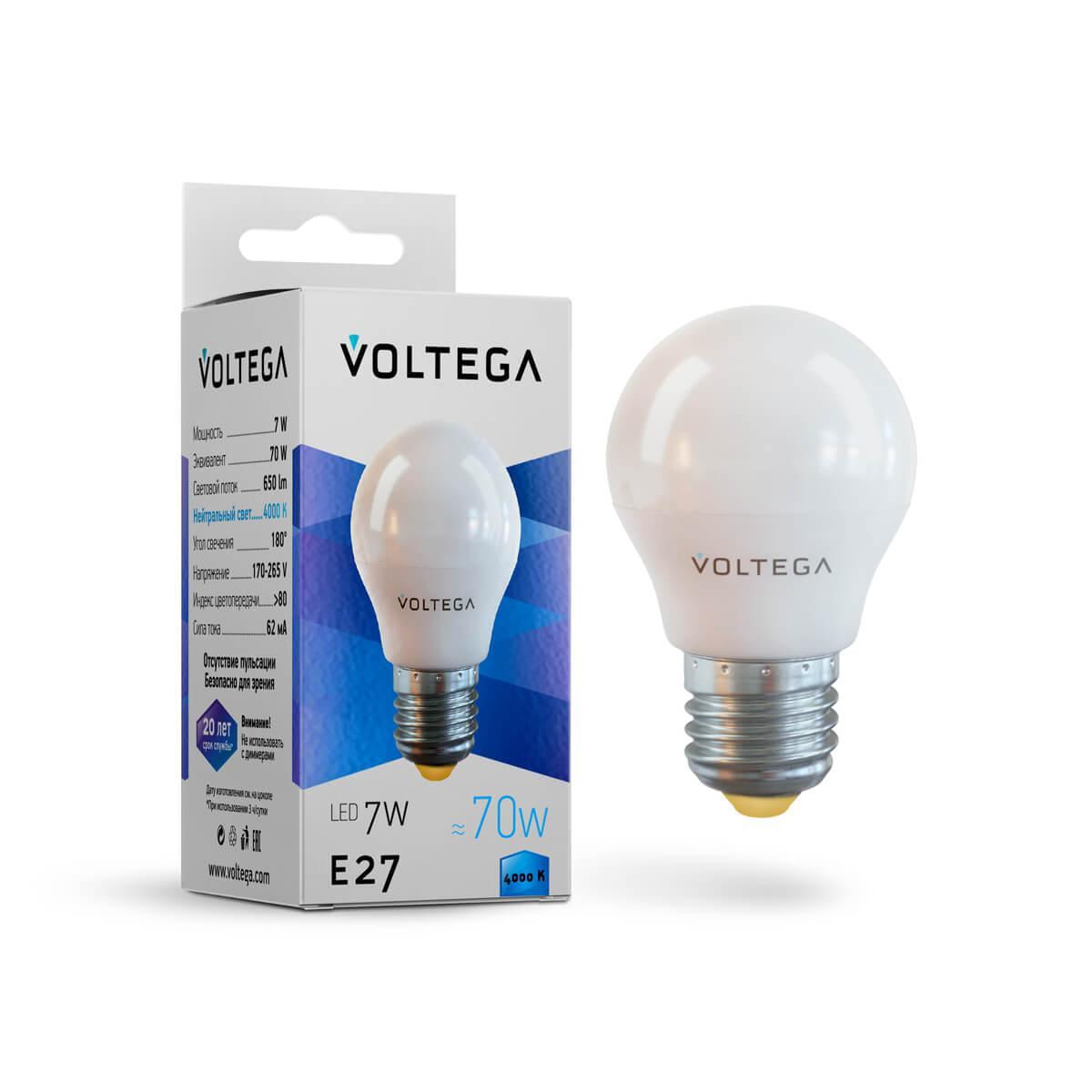 картинка Лампа светодиодная Voltega E27 7W 4000К матовая VG2-G45E27cold7W 7053 магазин pro-decor.kz являющийся официальным дистрибьютором в Казахстане картинка Лампа светодиодная Voltega E27 7W 4000К матовая VG2-G45E27cold7W 7053 от магазина pro-decor.kz