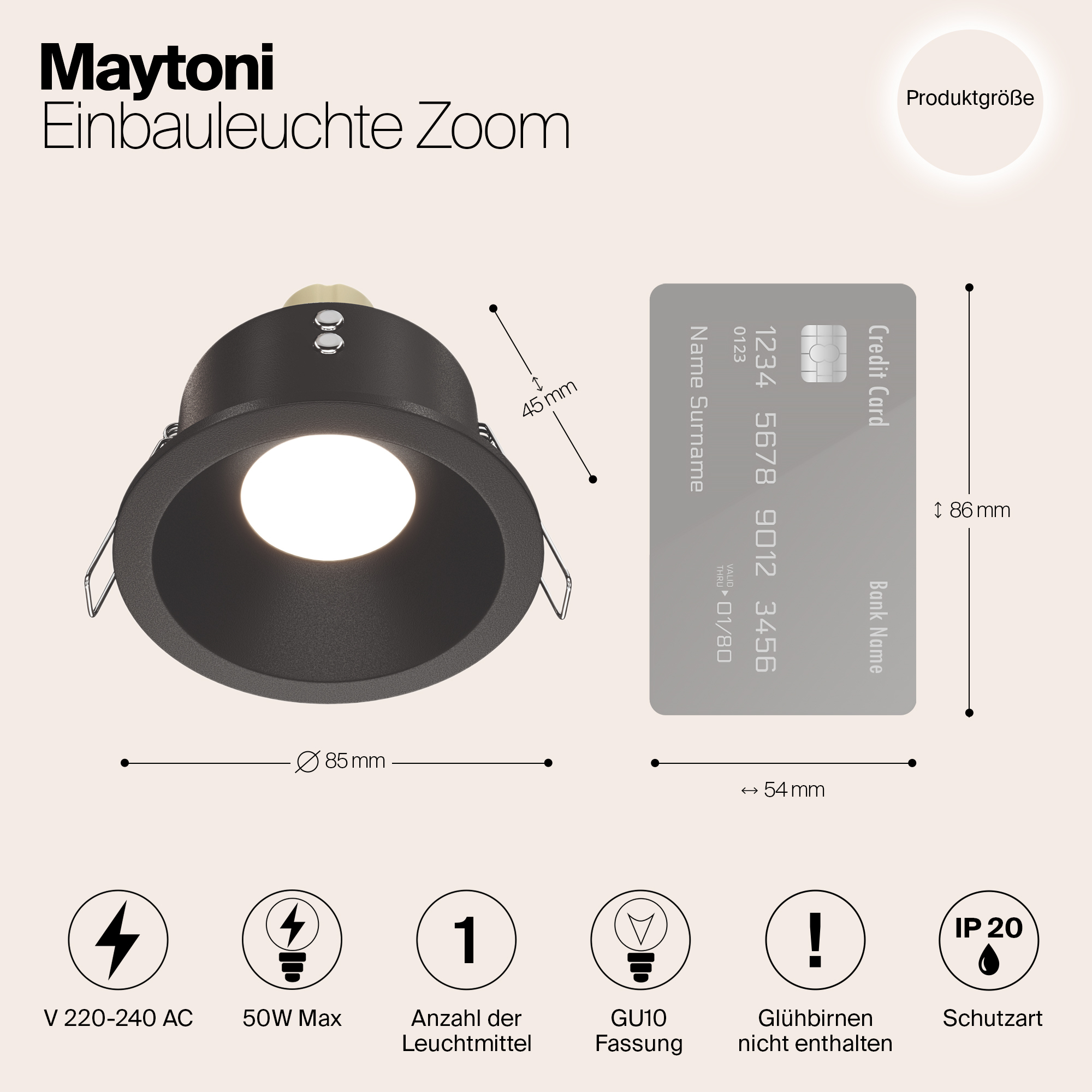 картинка Встраиваемый светильник Maytoni Zoom DL032-2-01B от магазина pro-decor.kz