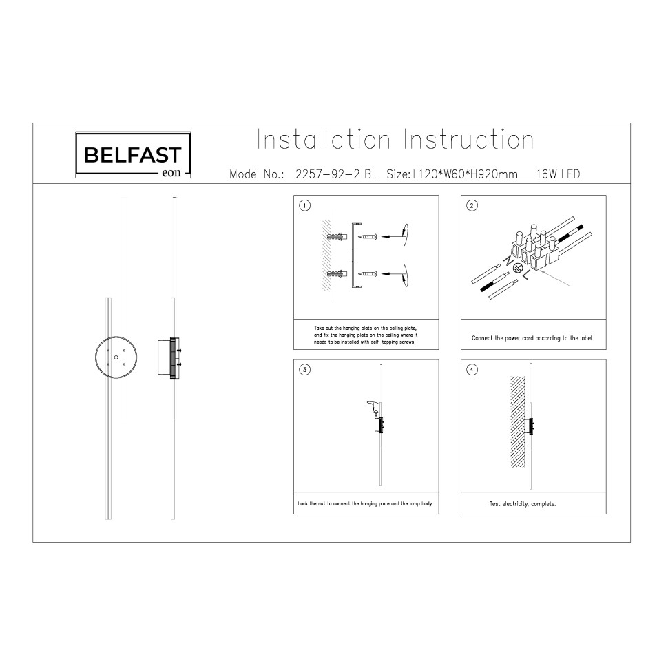 картинка Светильник настенный Belfast Medway 2257-92-2 BL  от магазина pro-decor.kz