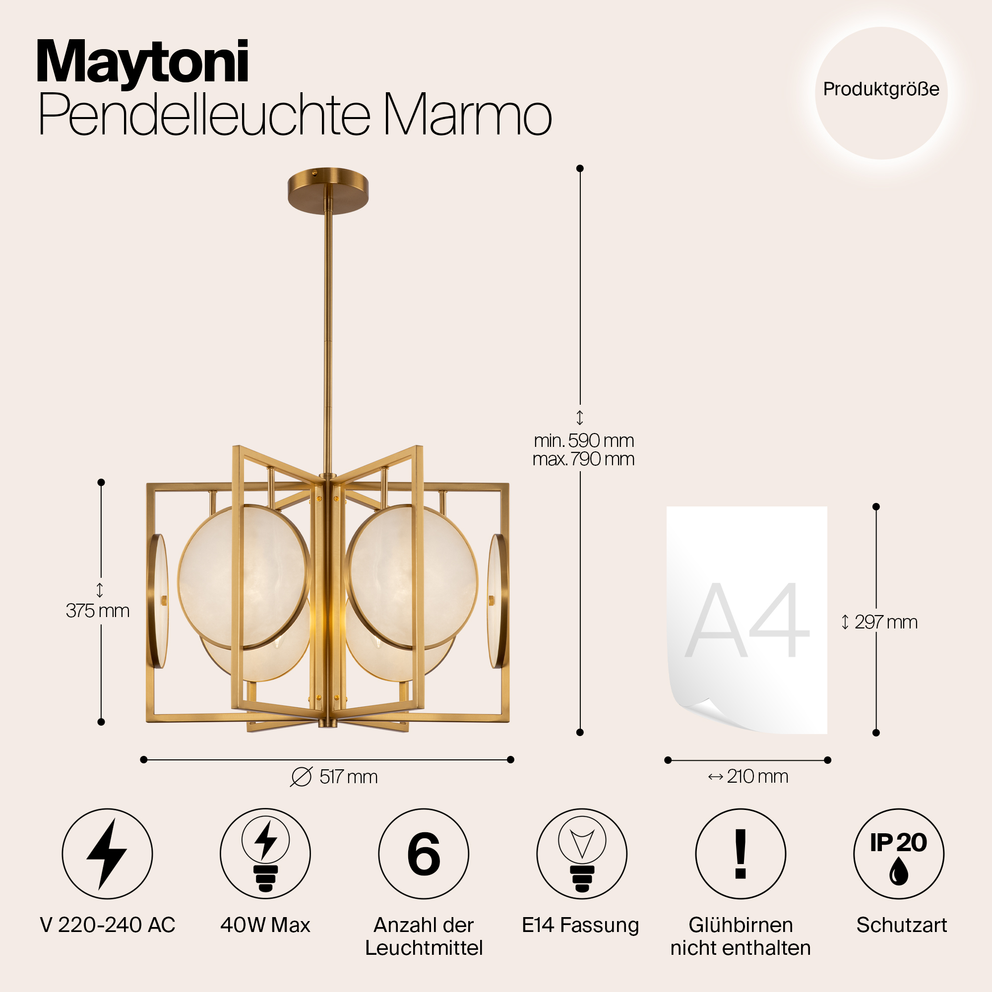 картинка Подвесной светильник Maytoni MOD099PL-06G от магазина pro-decor.kz