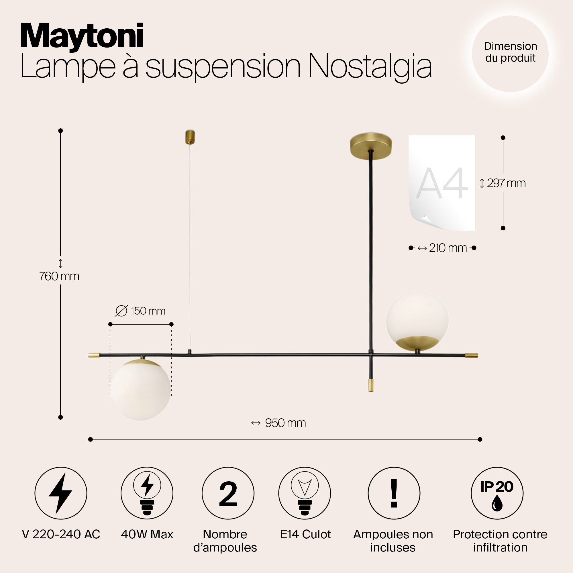 картинка Подвесной светильник Maytoni Nostalgia MOD048PL-02G от магазина pro-decor.kz