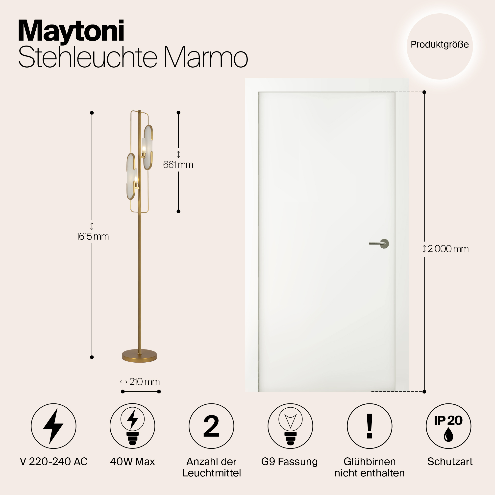 картинка Напольный светильник (торшер) Maytoni MOD099FL-02G от магазина pro-decor.kz