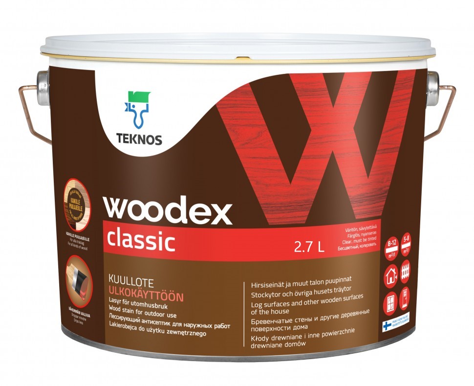 Купить WOODEX CLASSIC CLEAR лессирующее средство для древесины 2,7 WOODEX CLASSIC CLEAR лессирующее средство для древесины 2,7