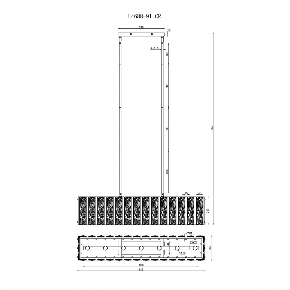 картинка Подвесная люстра iLAMP Panorama L4688-91 CR от магазина pro-decor.kz