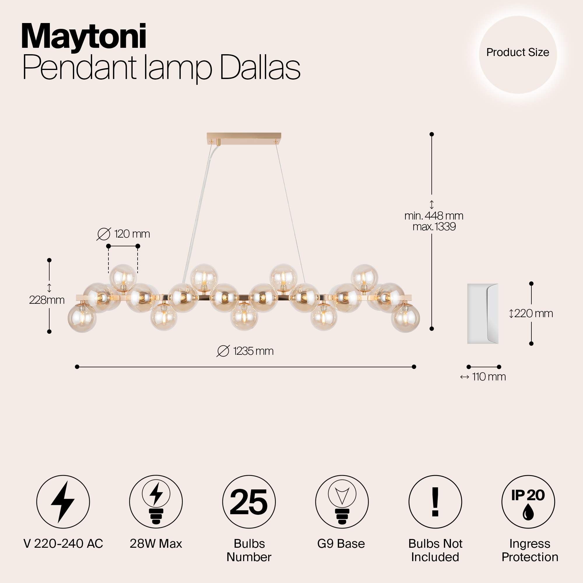картинка Подвесная люстра Maytoni Dallas MOD547PL-25G от магазина pro-decor.kz