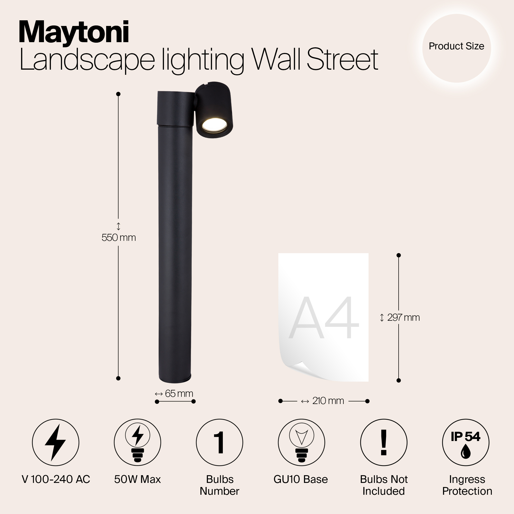 картинка Уличный светильник Maytoni Wall Street O010FL-01B от магазина pro-decor.kz