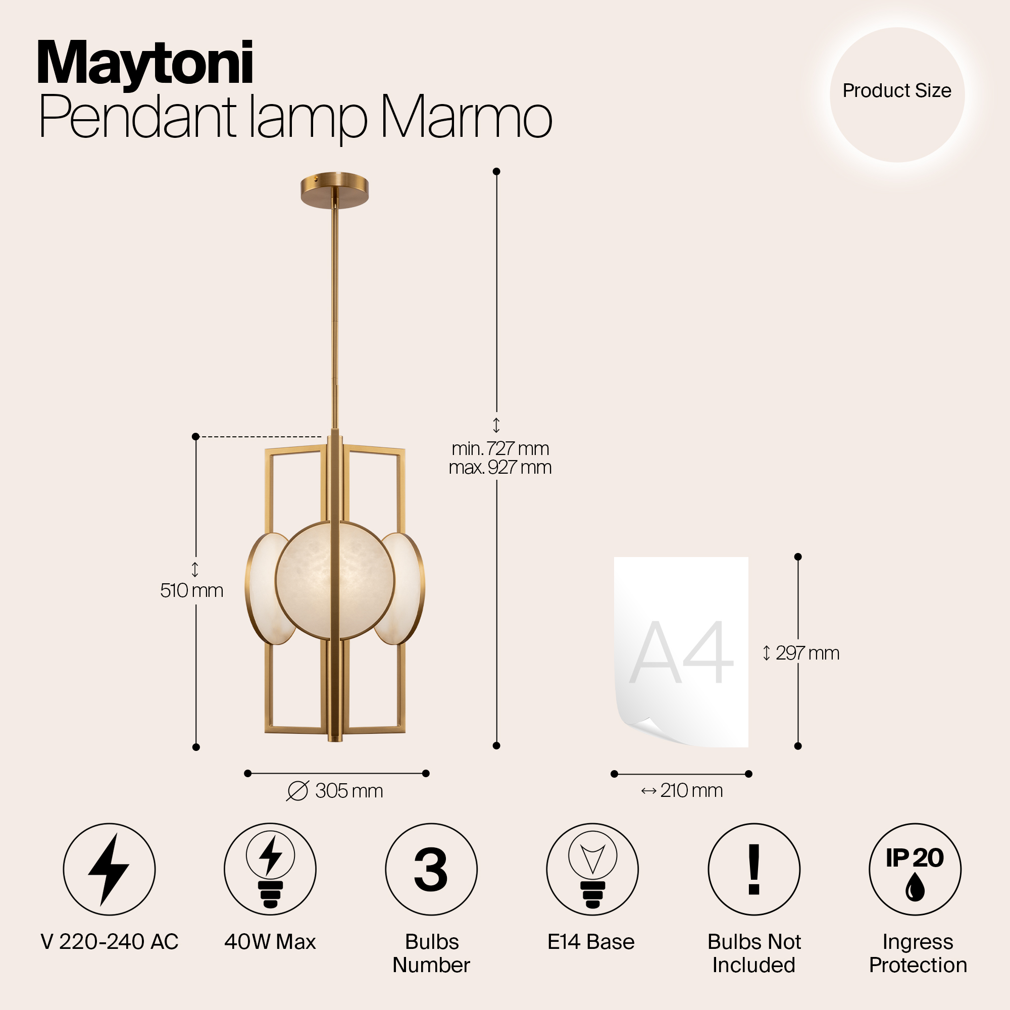 картинка Подвесной светильник Maytoni MOD099PL-03G от магазина pro-decor.kz