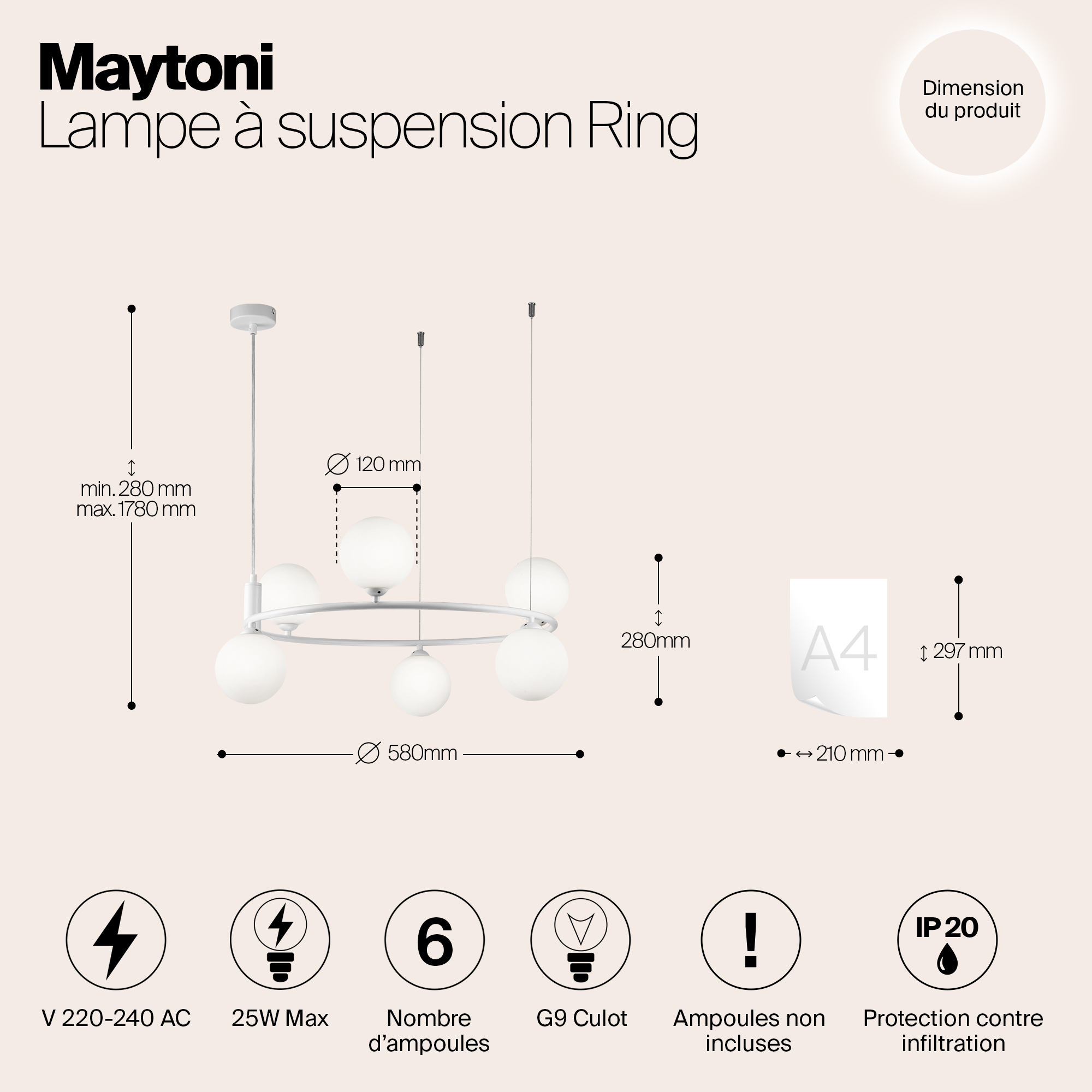 картинка Подвесная люстра Maytoni Ring MOD013PL-06W магазин pro-decor.kz являющийся официальным дистрибьютором в Казахстане картинка Подвесная люстра Maytoni Ring MOD013PL-06W от магазина pro-decor.kz