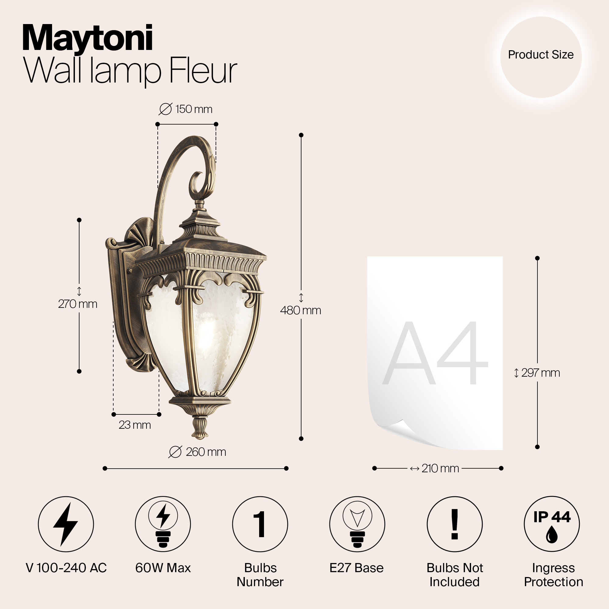 картинка Настенный светильник Maytoni Fleur O414WL-01GB от магазина pro-decor.kz