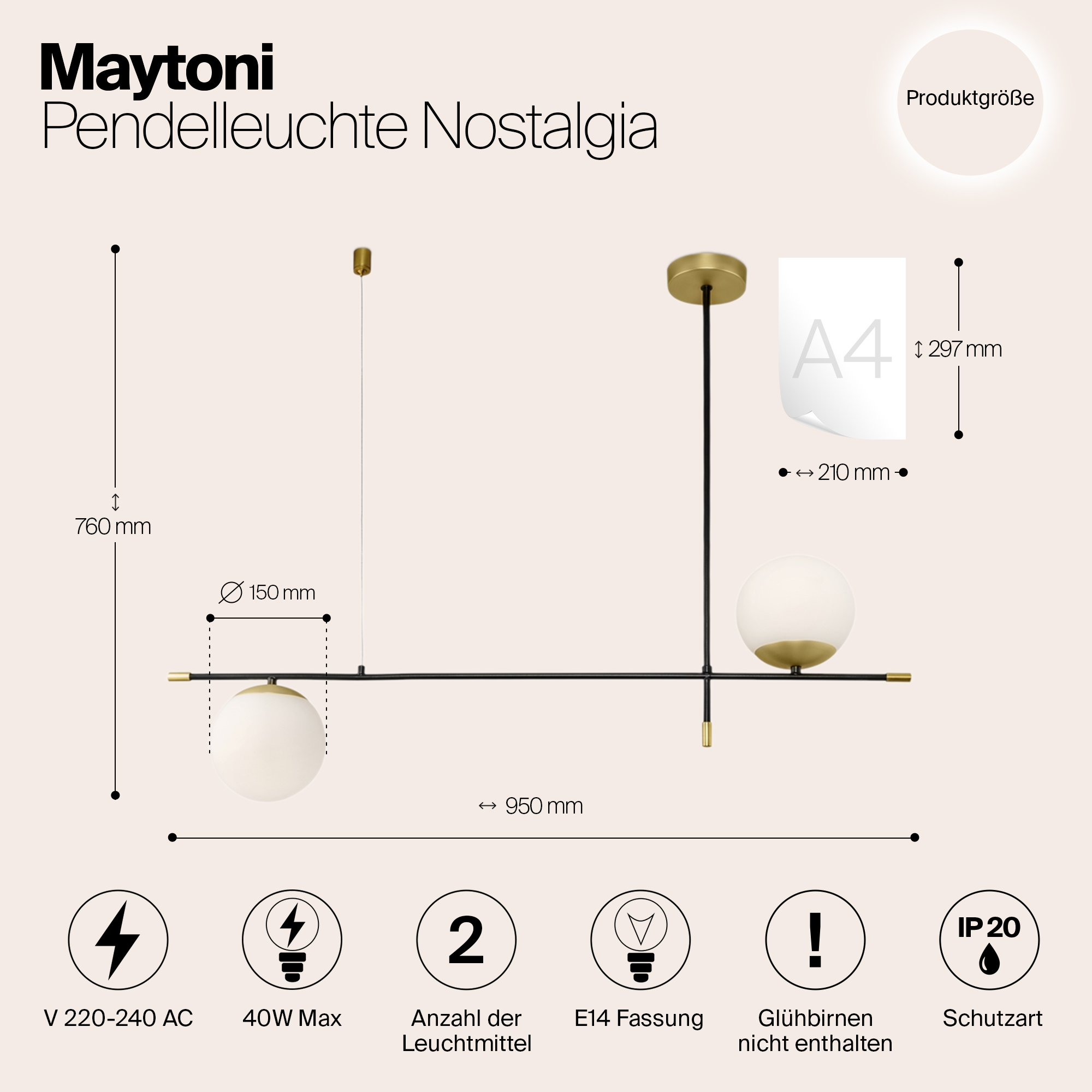 картинка Подвесной светильник Maytoni Nostalgia MOD048PL-02G от магазина pro-decor.kz