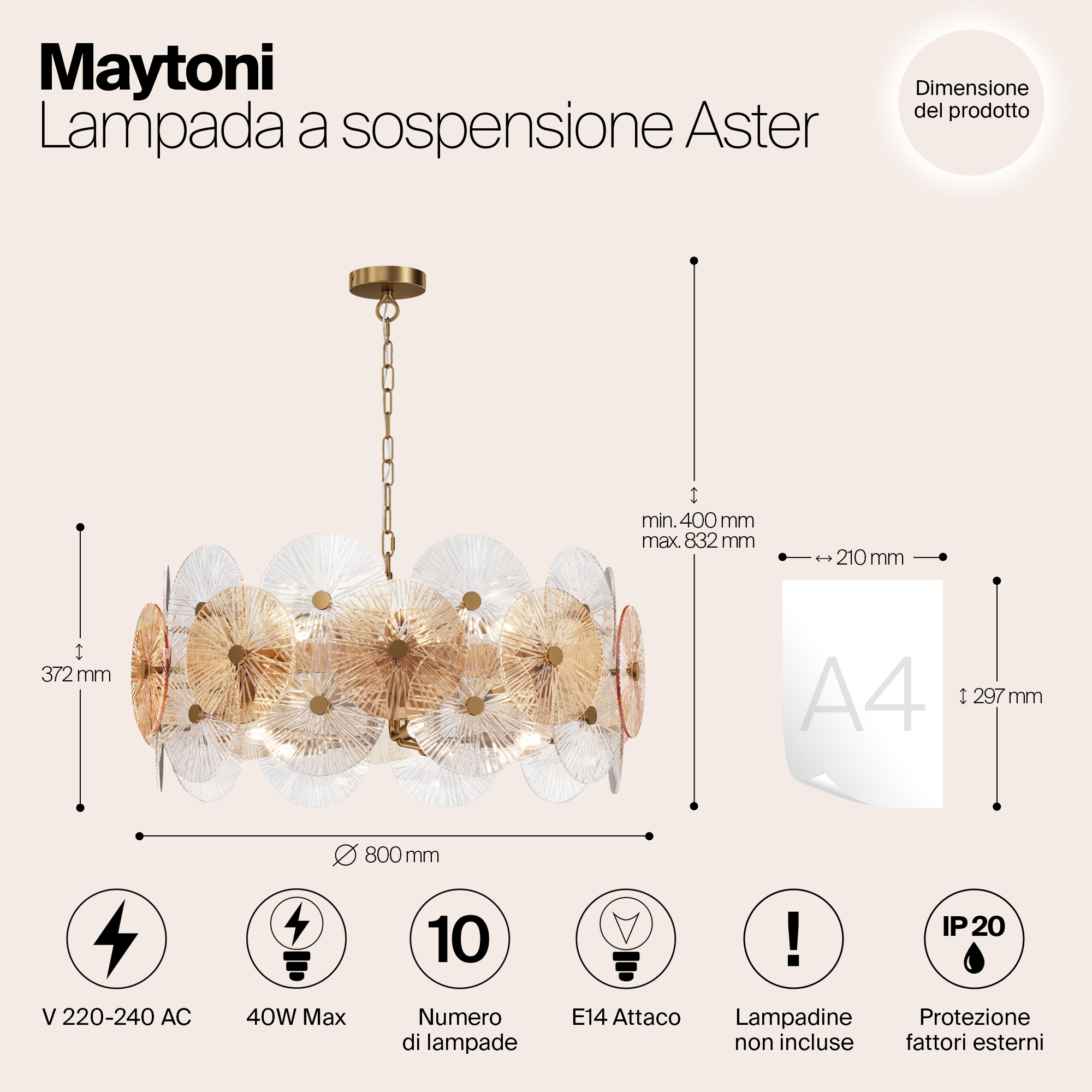 картинка Подвесной светильник Maytoni MOD007PL-10G от магазина pro-decor.kz