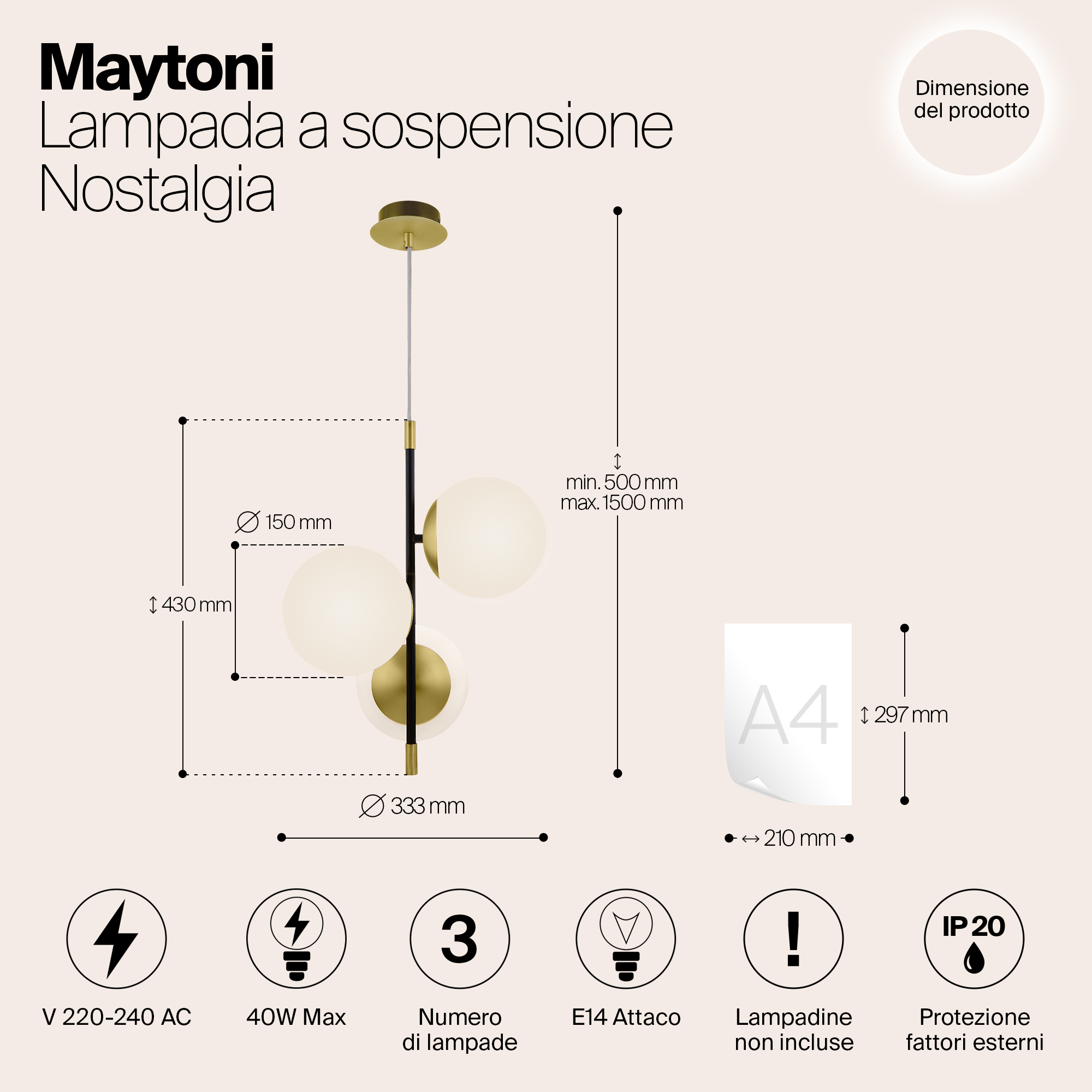 картинка Подвесной светильник Maytoni Nostalgia MOD048PL-03G от магазина pro-decor.kz