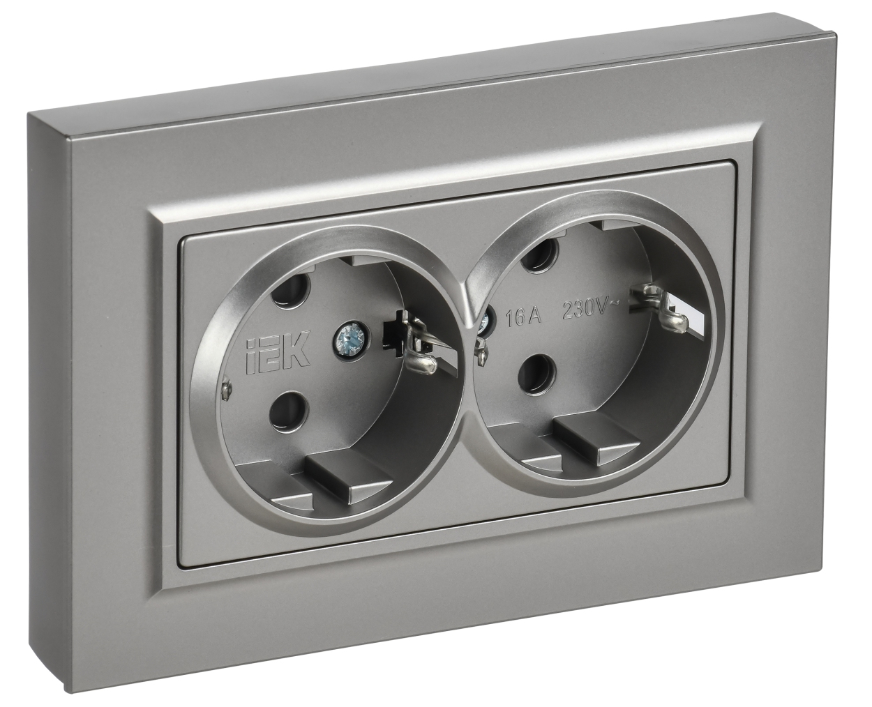 картинка BRITE Роз. 2-я с з/к/ш пл 16А в сб. РСшПл12-3-БрС сталь IEK магазин pro-decor.kz являющийся официальным дистрибьютором в Казахстане картинка BRITE Роз. 2-я с з/к/ш пл 16А в сб. РСшПл12-3-БрС сталь IEK от магазина pro-decor.kz