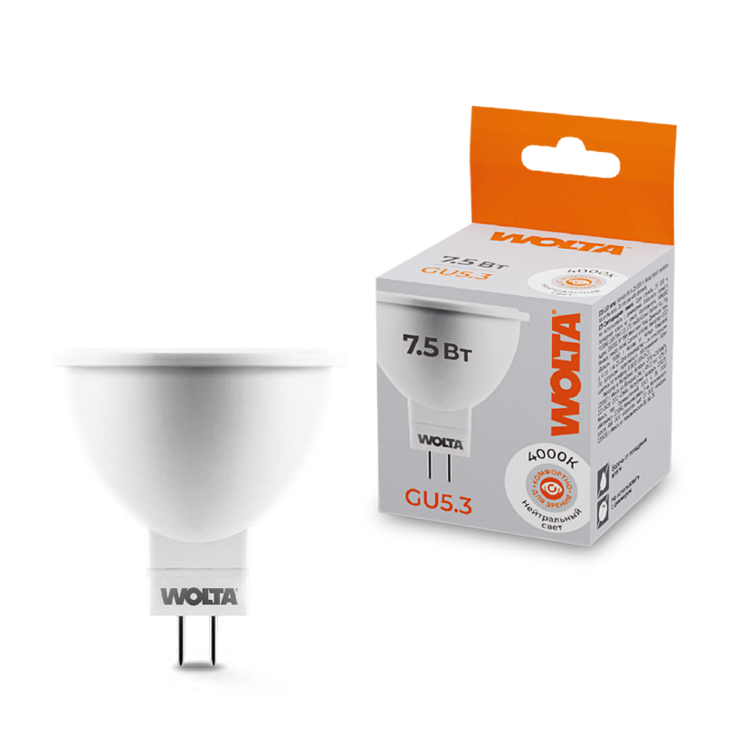 картинка Лампа LED WOLTA 25SMR16-220-7.5GU5.3 от магазина pro-decor.kz