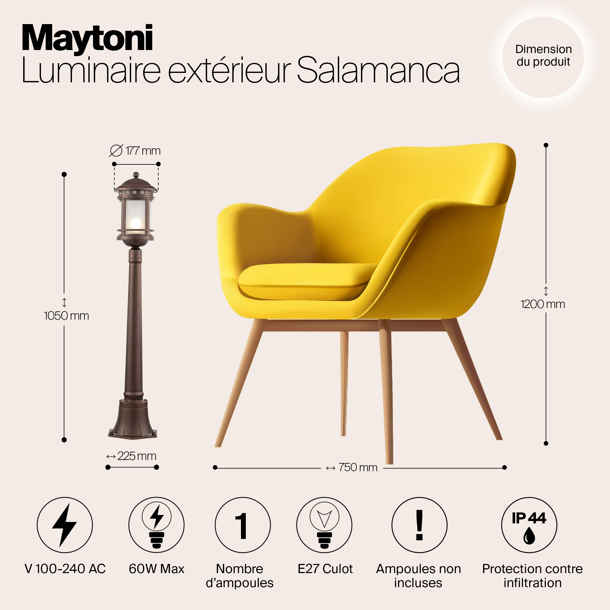 картинка Уличный светильник Maytoni Salamanca O031FL-01BR от магазина pro-decor.kz