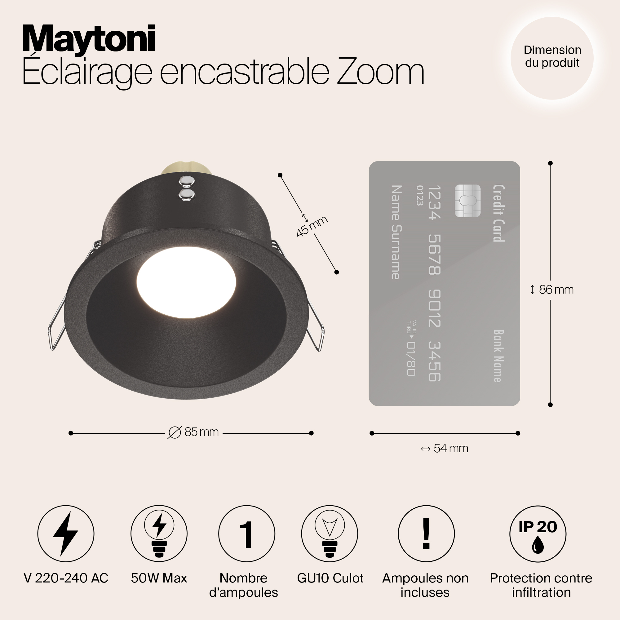 картинка Встраиваемый светильник Maytoni Zoom DL032-2-01B от магазина pro-decor.kz