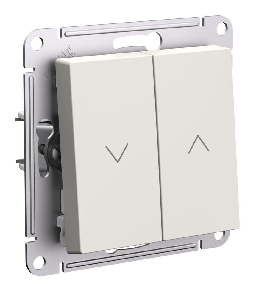 картинка Выключатель для жалюзи 2-клавишный Systeme Electric ATLASDESIGN, скрытый монтаж, бежевый, ATN000219 от магазина pro-decor.kz