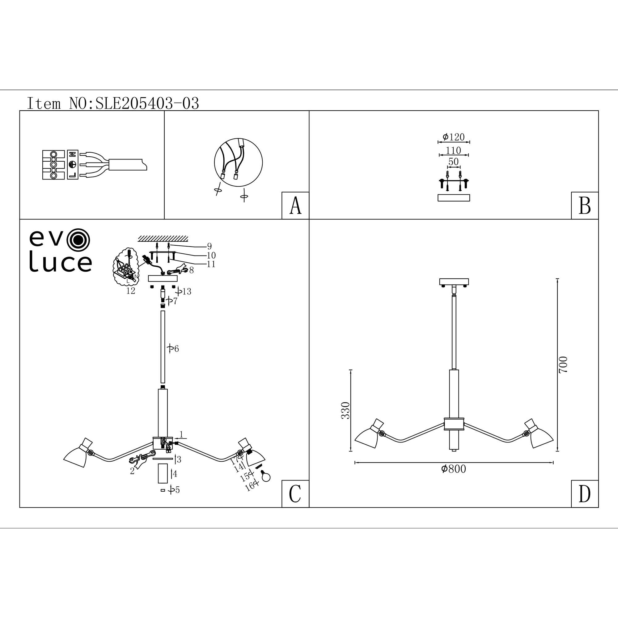 картинка Подвесная люстра Evoluce Lita SLE205403-03 от магазина pro-decor.kz