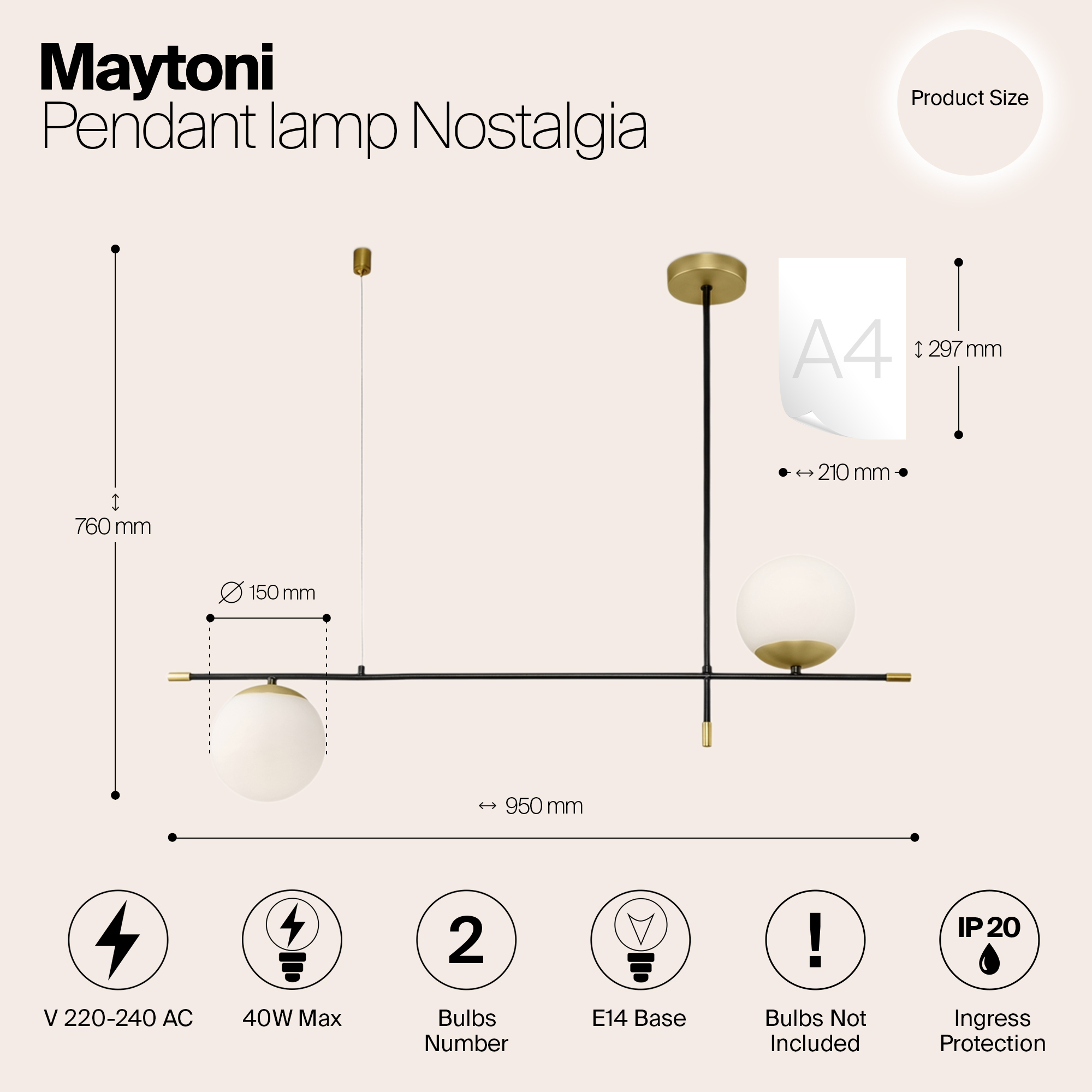 картинка Подвесной светильник Maytoni Nostalgia MOD048PL-02G от магазина pro-decor.kz