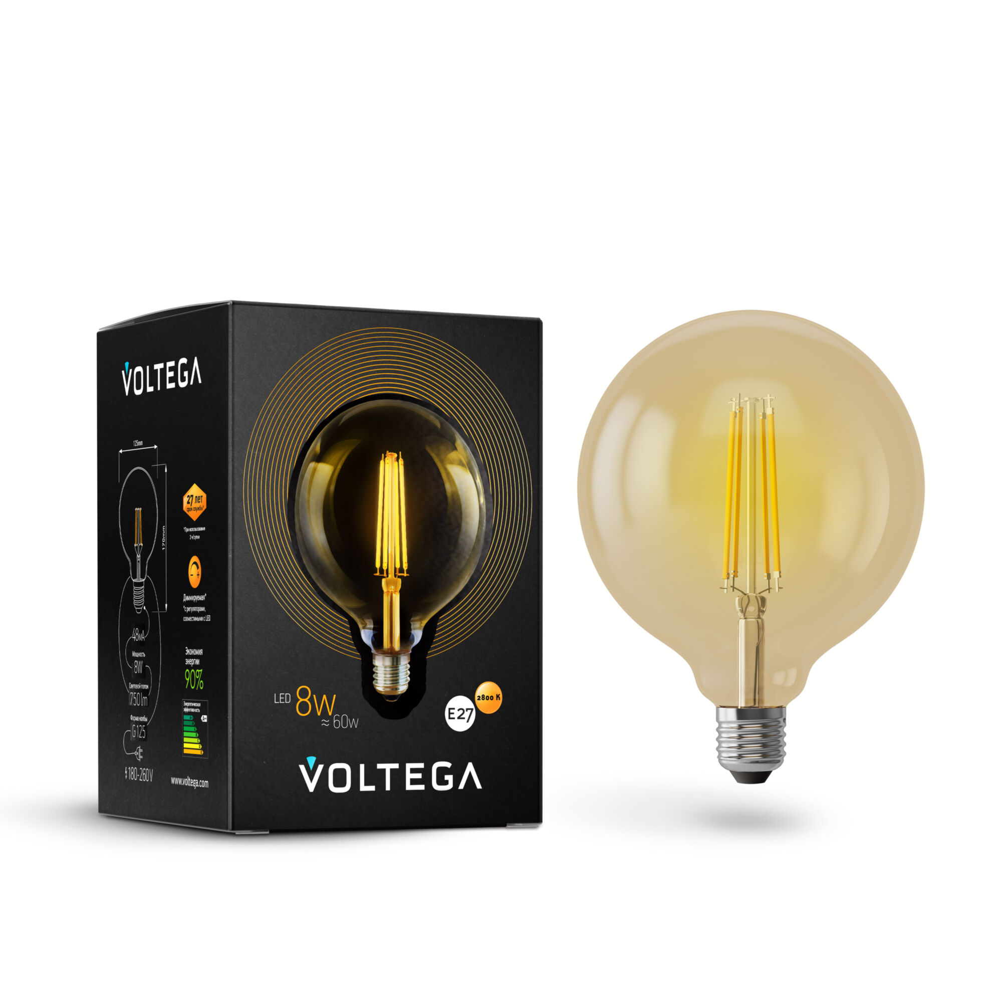 картинка Лампа светодиодная филаментная диммируемая Voltega 6838 магазин pro-decor.kz являющийся официальным дистрибьютором в Казахстане картинка Лампа светодиодная филаментная диммируемая Voltega 6838 от магазина pro-decor.kz