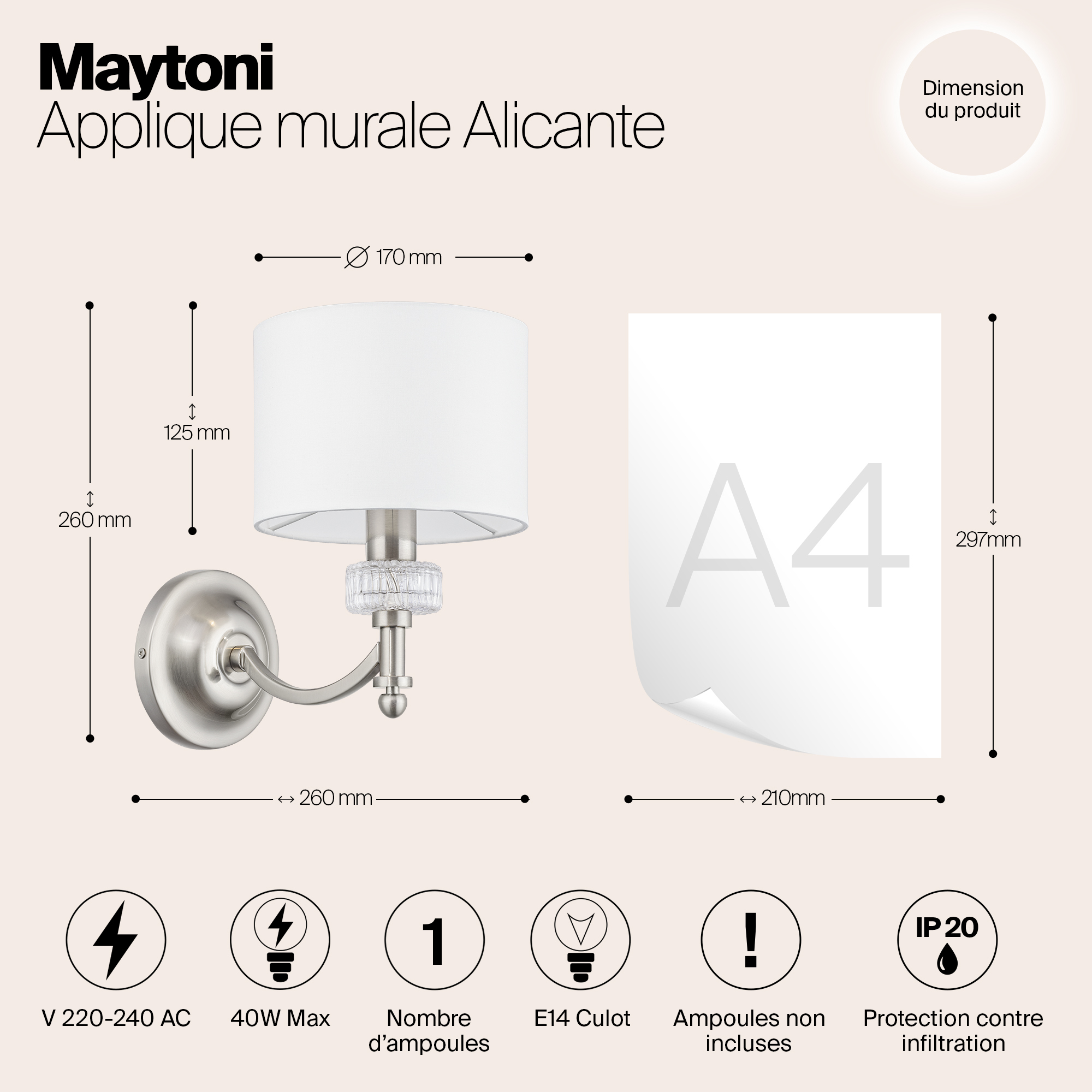 картинка Бра Maytoni Alicante MOD014WL-01N магазин pro-decor.kz являющийся официальным дистрибьютором в Казахстане картинка Бра Maytoni Alicante MOD014WL-01N от магазина pro-decor.kz