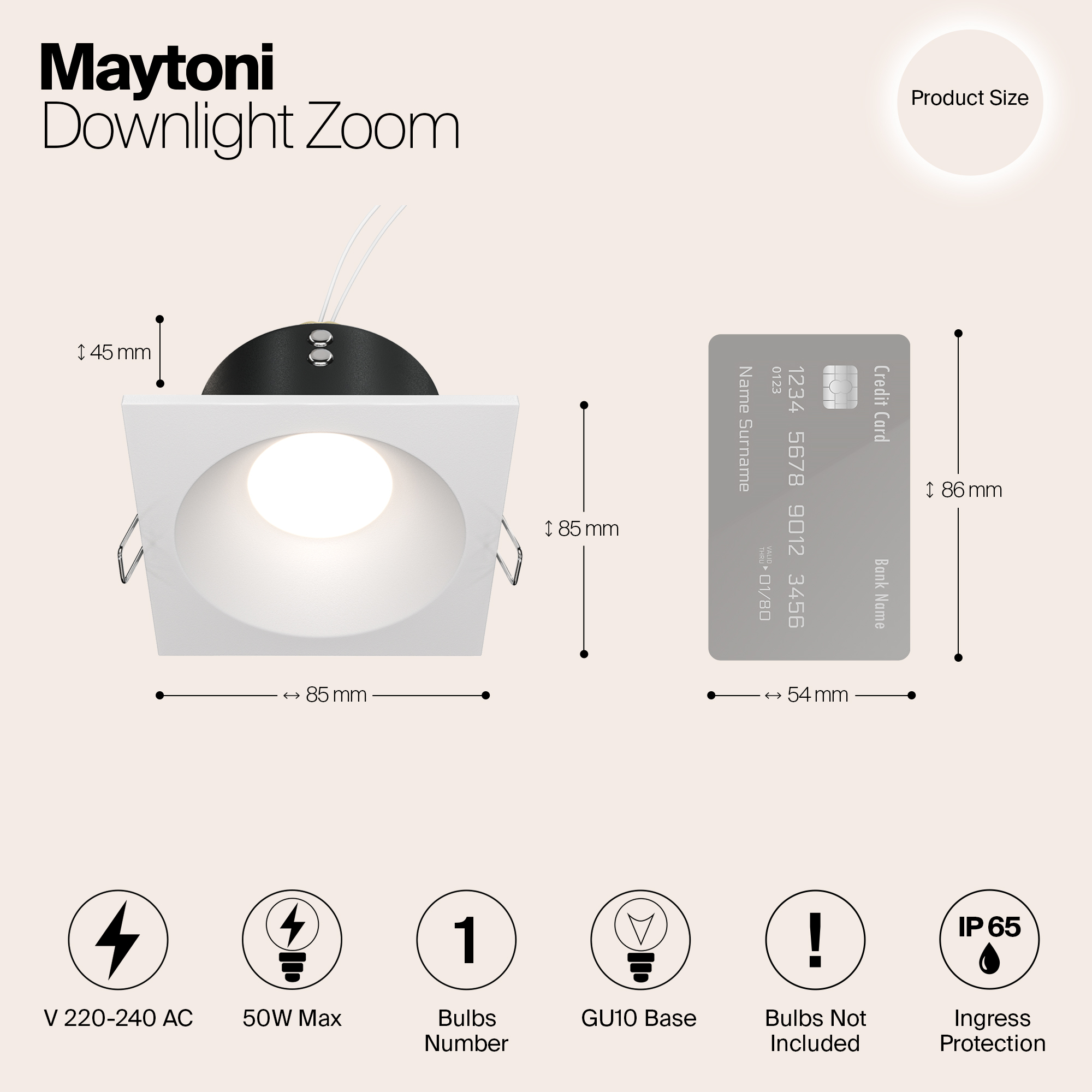 картинка Встраиваемый светильник Maytoni Zoom DL033-2-01W от магазина pro-decor.kz