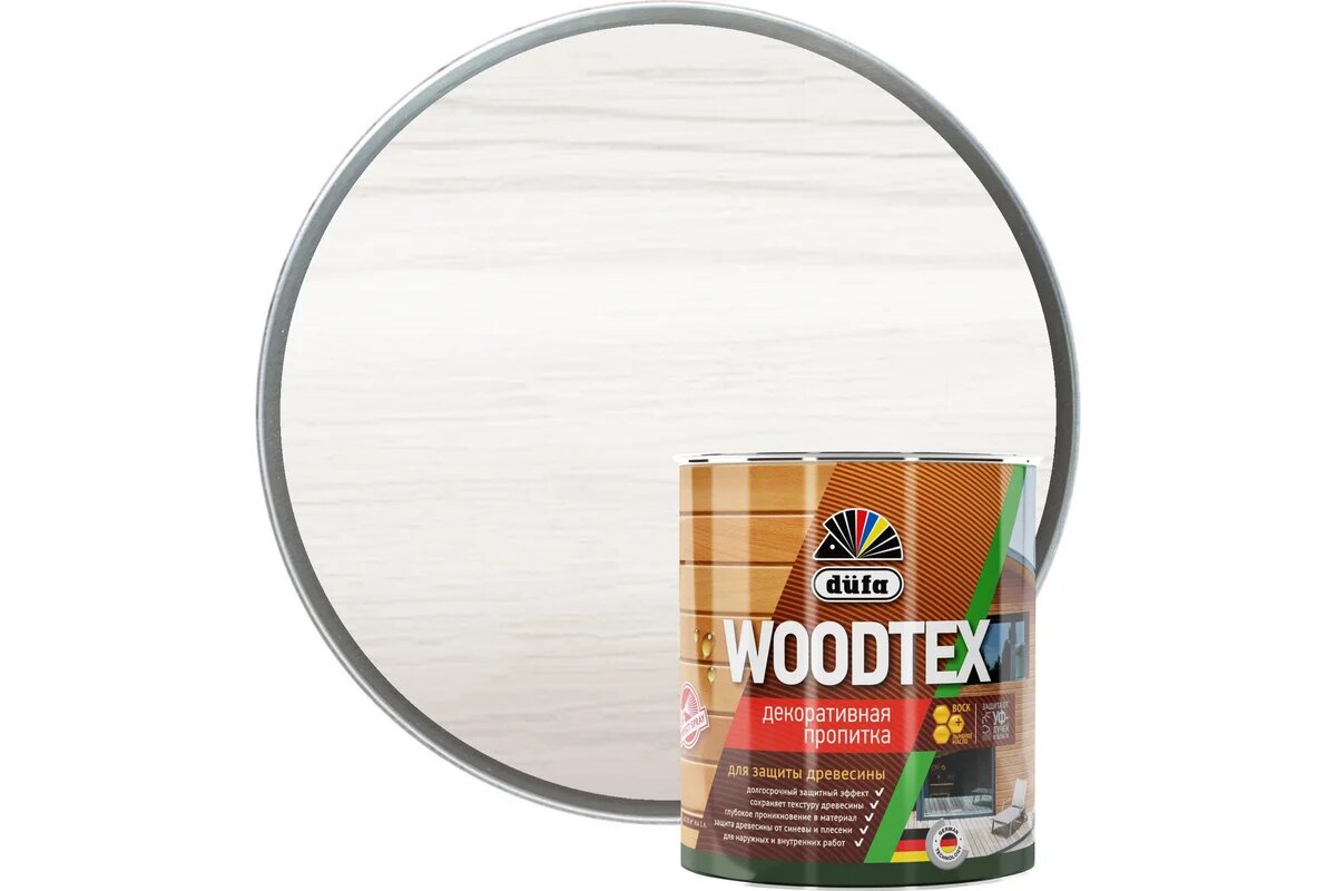 Купить Dufa Пропитка WOOD TEX белая 3л Dufa Пропитка WOOD TEX белая 3л