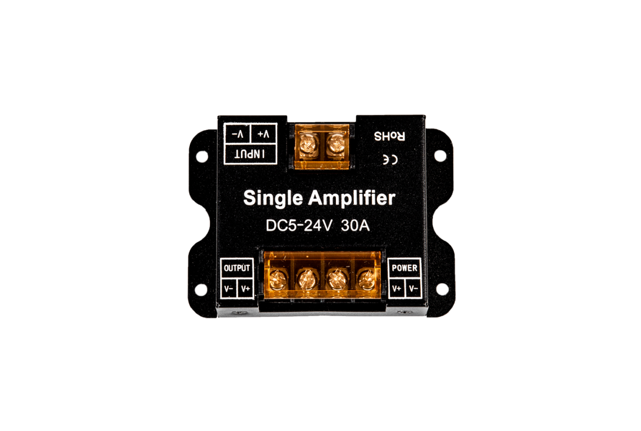 картинка Усилитель, 30А,черн., AMP-DIM-30A-BL магазин pro-decor.kz являющийся официальным дистрибьютором в Казахстане картинка Усилитель, 30А,черн., AMP-DIM-30A-BL от магазина pro-decor.kz