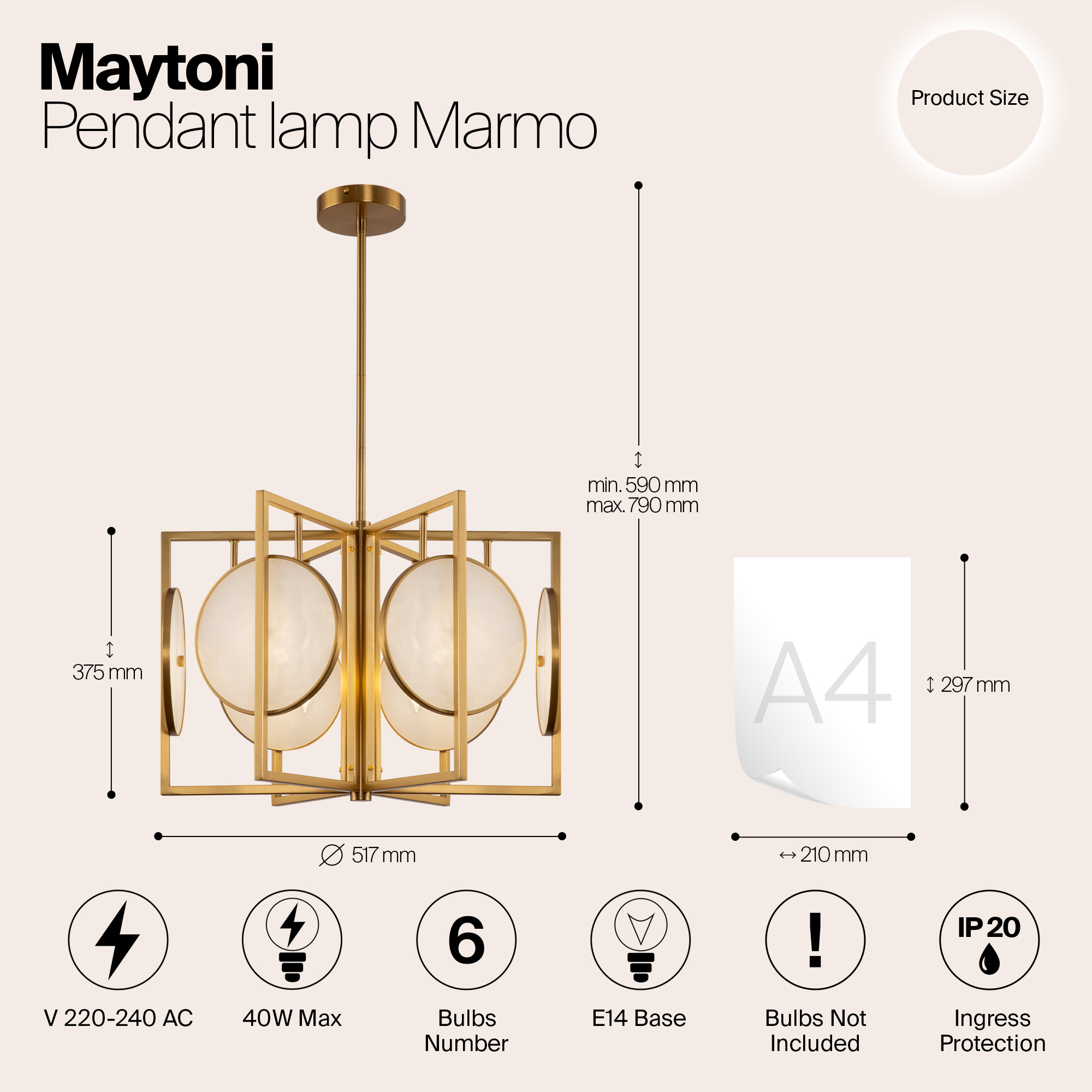 картинка Подвесной светильник Maytoni MOD099PL-06G от магазина pro-decor.kz