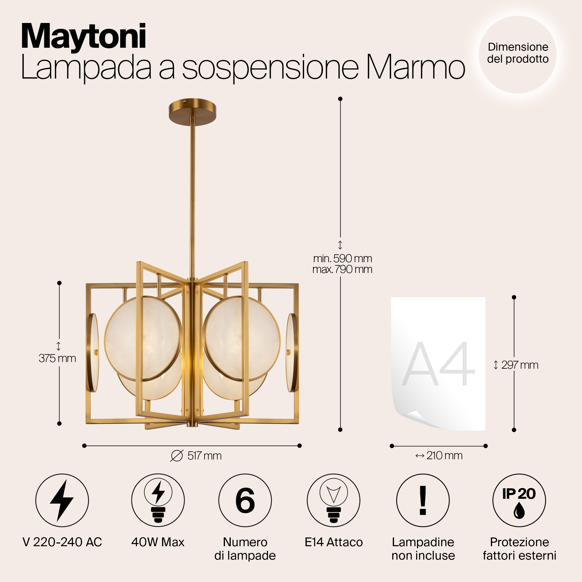 картинка Подвесной светильник Maytoni MOD099PL-06G от магазина pro-decor.kz