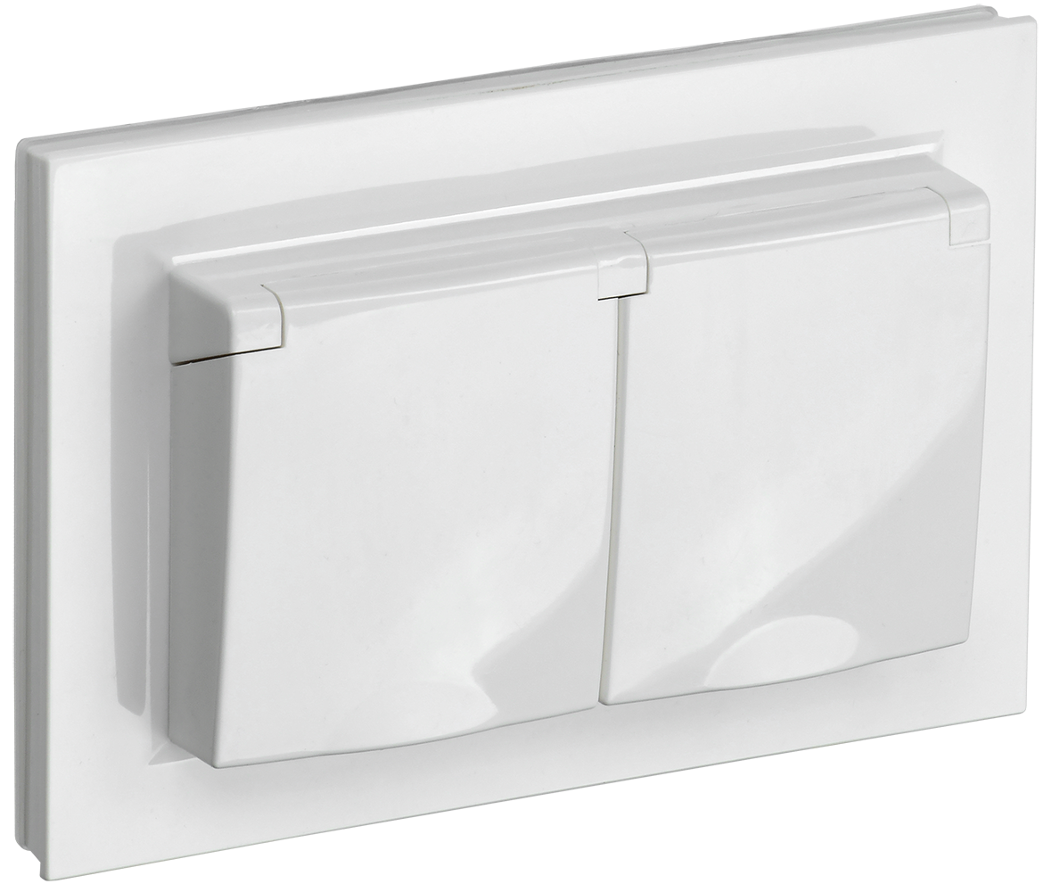 картинка BRITE Роз. 2-я с кр. 16А в сб IP44 РСбш12-3-44-БрБ бел. IEK от магазина pro-decor.kz