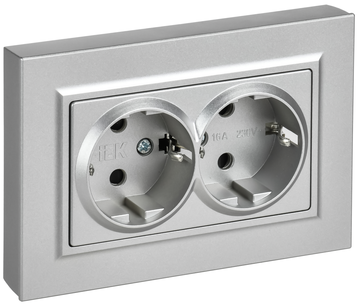 картинка BRITE Роз. 2-я с з/к/ш пл 16А в сб. РСшПл12-3-БрА алюм. IEK магазин pro-decor.kz являющийся официальным дистрибьютором в Казахстане картинка BRITE Роз. 2-я с з/к/ш пл 16А в сб. РСшПл12-3-БрА алюм. IEK от магазина pro-decor.kz