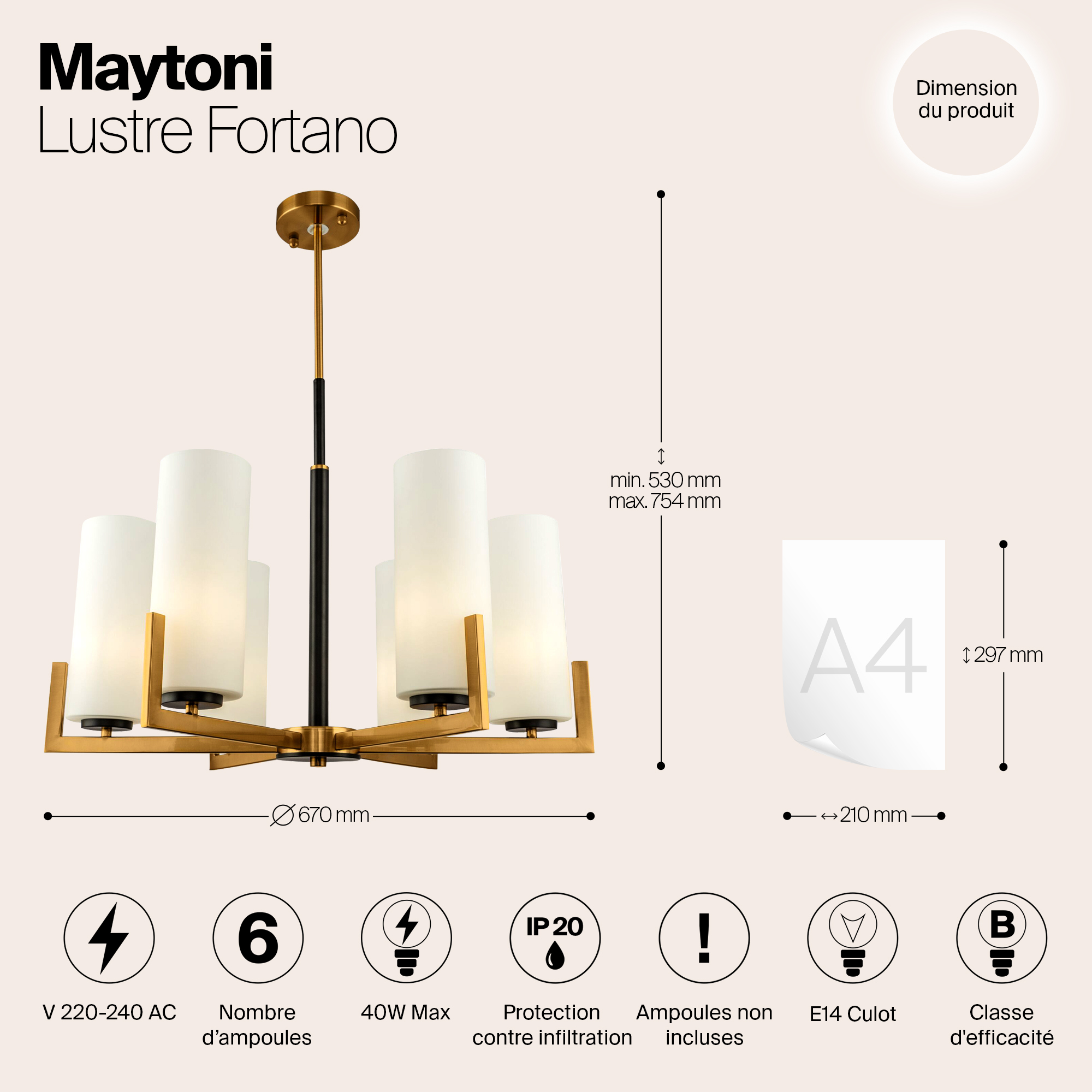 картинка Подвесная люстра Maytoni Fortano MOD089PL-06BS от магазина pro-decor.kz