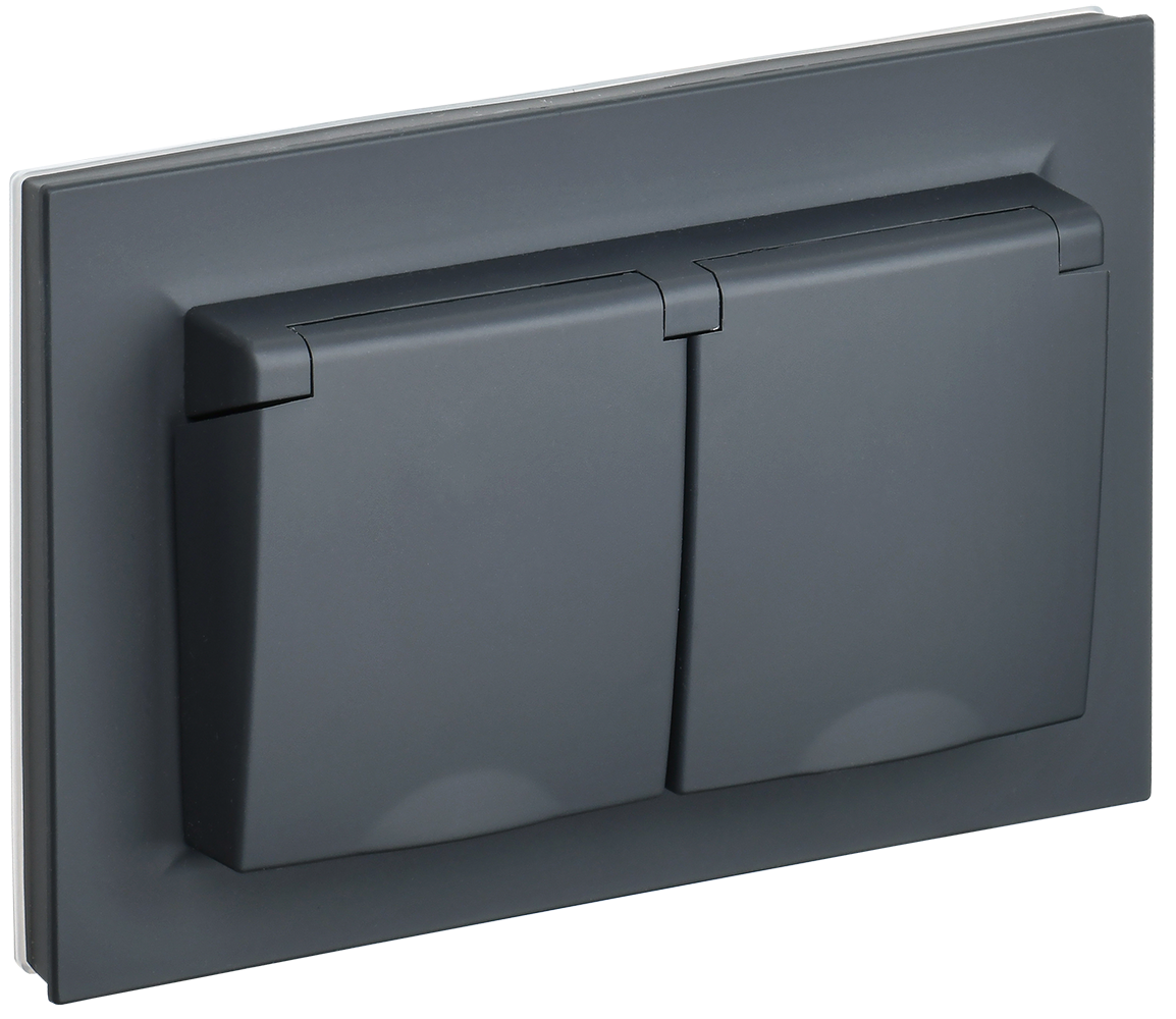 картинка BRITE Роз. 2-я с кр. 16А в сб IP44 РСбш12-3-44-БрГ граф. IEK от магазина pro-decor.kz