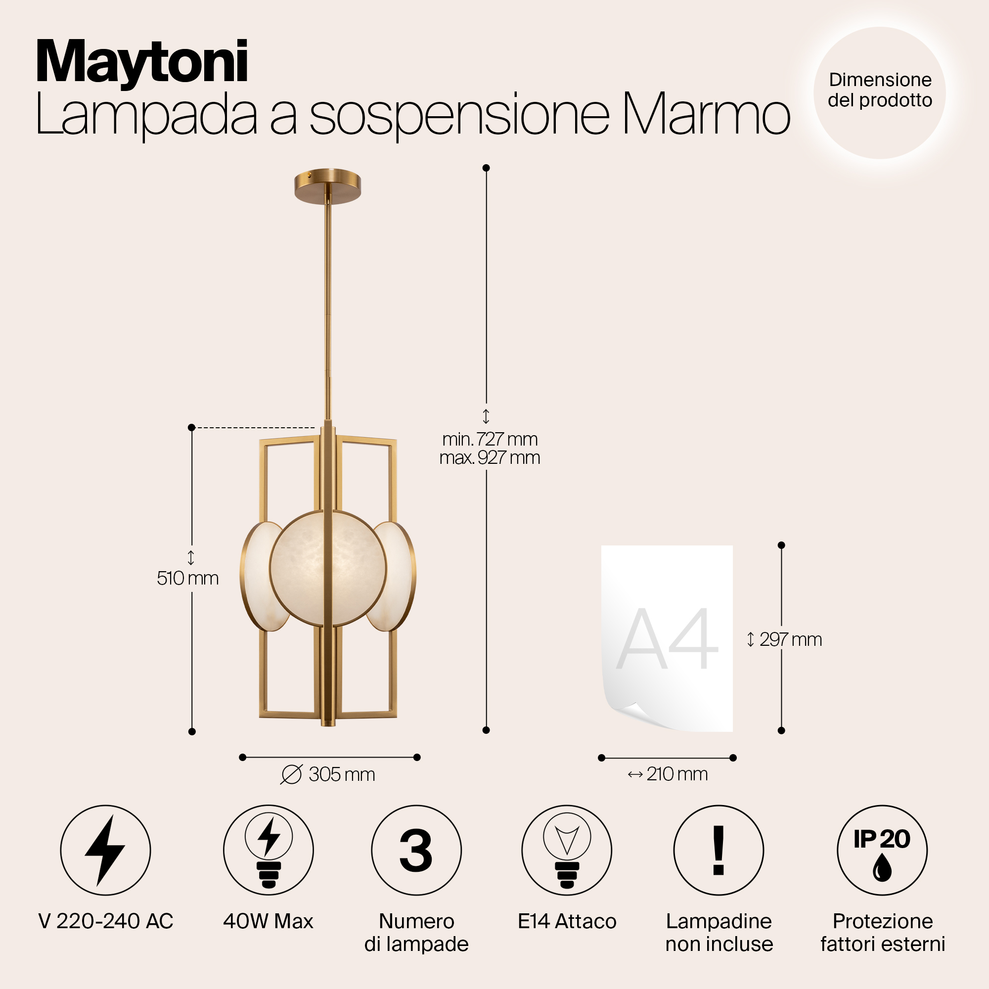 картинка Подвесной светильник Maytoni MOD099PL-03G от магазина pro-decor.kz